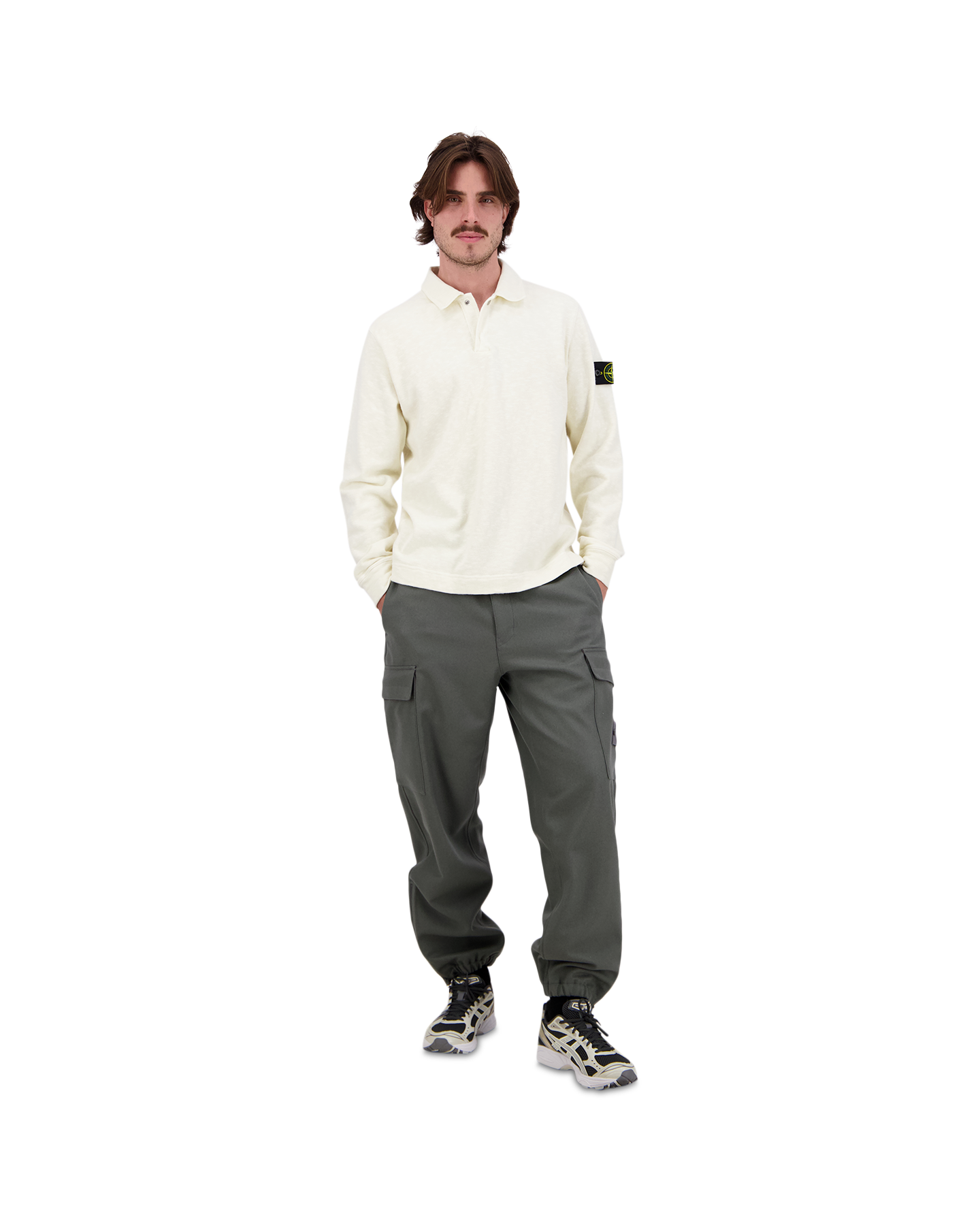 Stone Island S0238 Polo Lange Mouw CREME 7