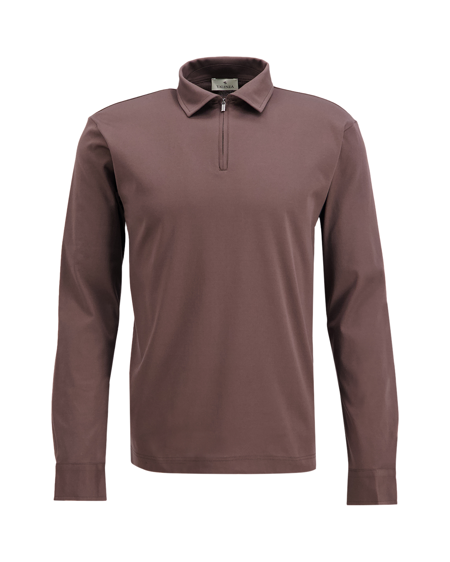 Valenza Supima Polo Zip Collar L/S DONKERBRUIN 1