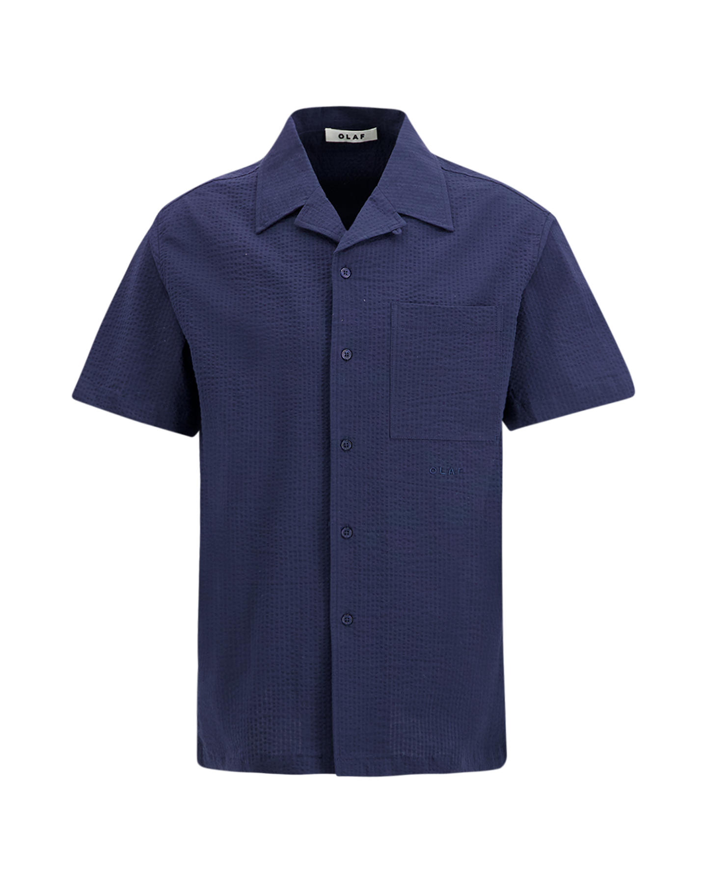OLAF Seersucker Camp Shirts DONKERBLAUW 1