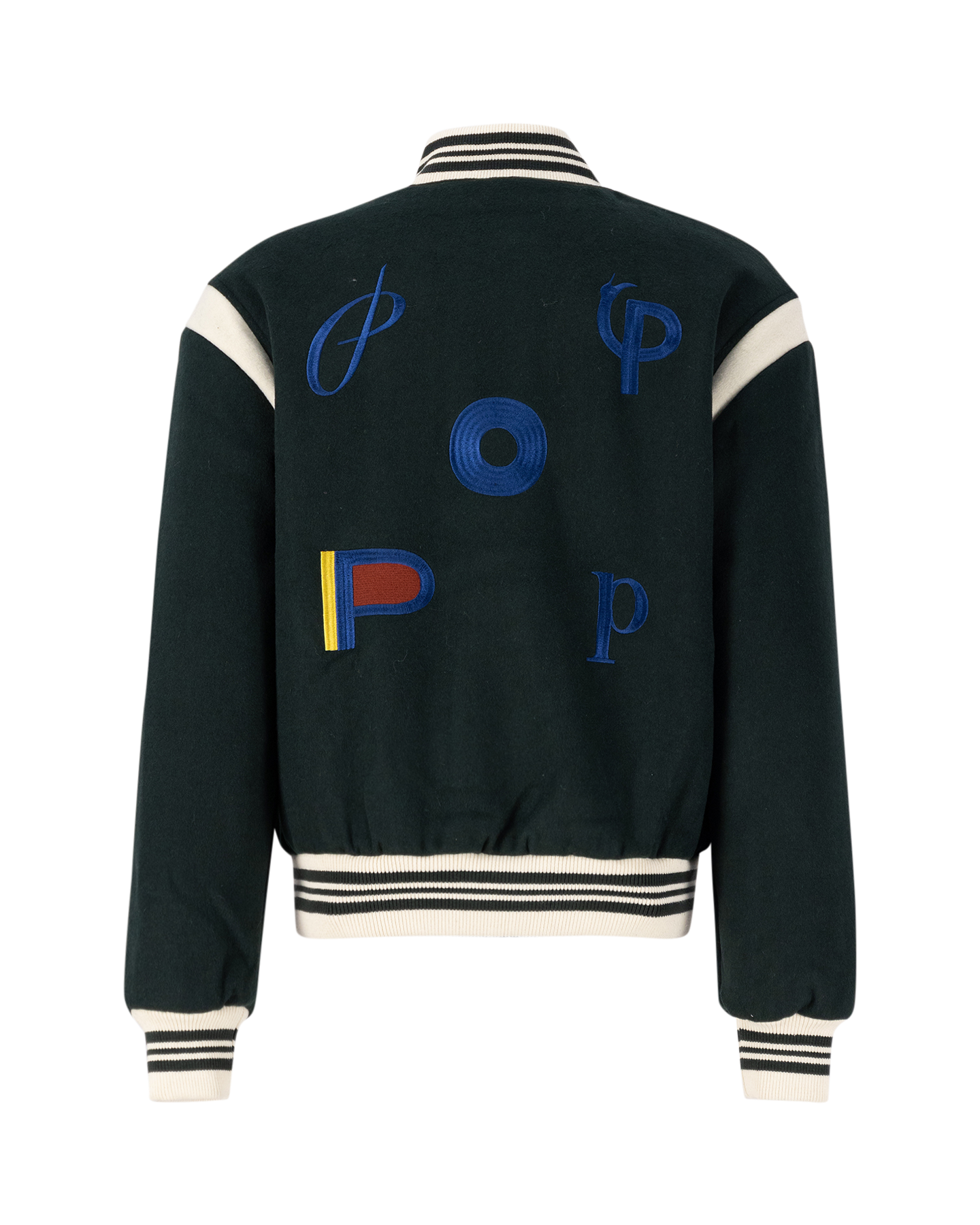 POP Trading Company Parra Varsity Jacket DONKERGROEN 2