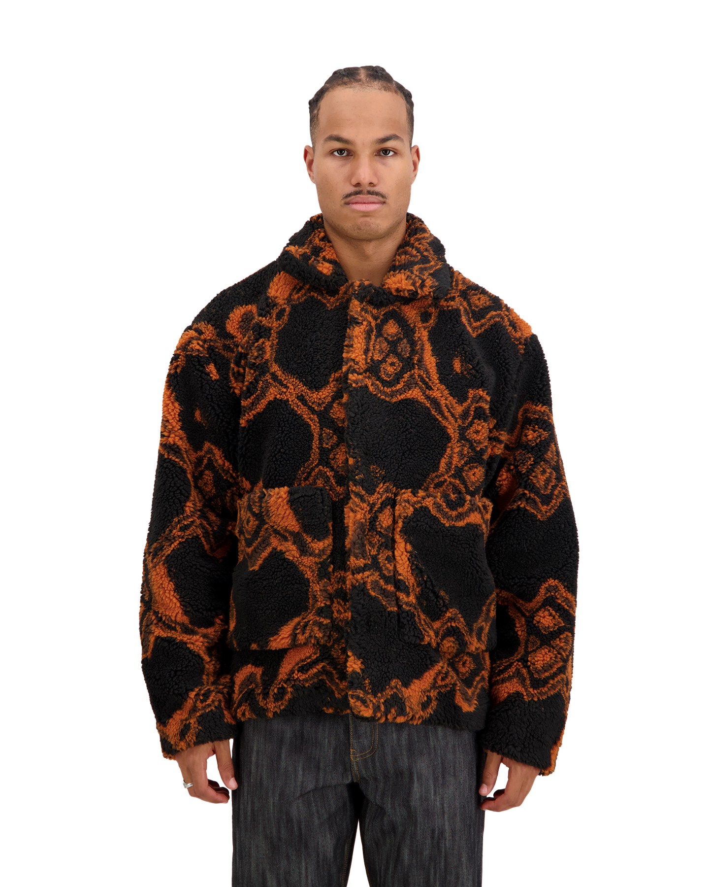 Daily Paper Burned Shield Fur Jacket ZWART 3
