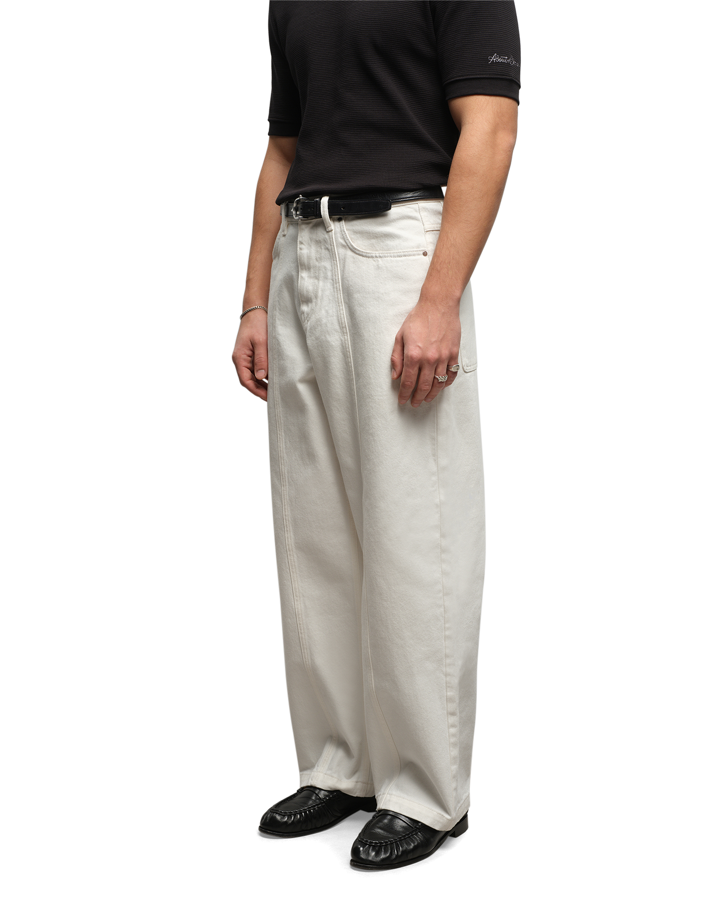 about:blank Wide Leg Felled Denim BEIGE 3