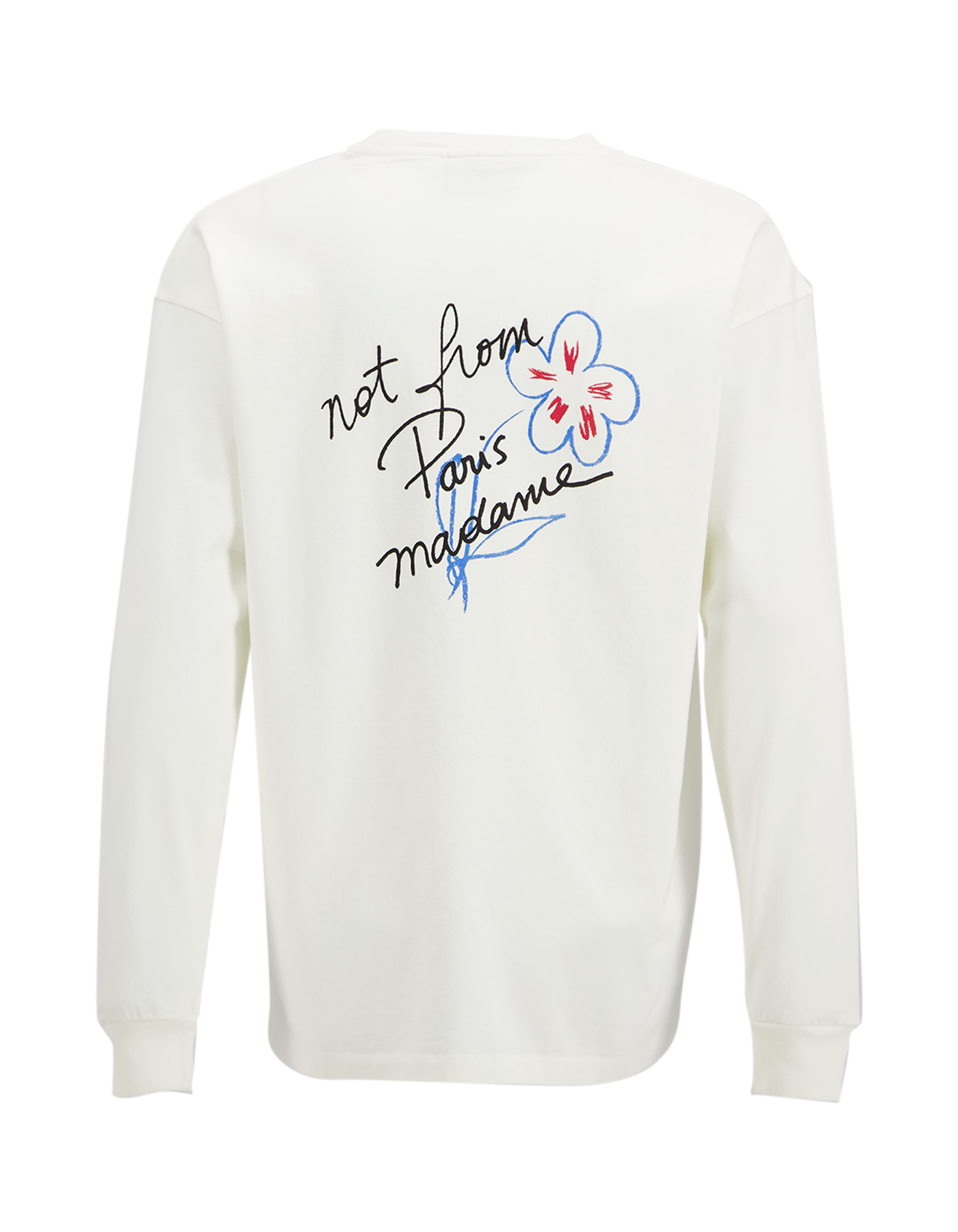 Drole de Monsieur Esquisse Slogan Long Sleeve T-shirt WIT 1