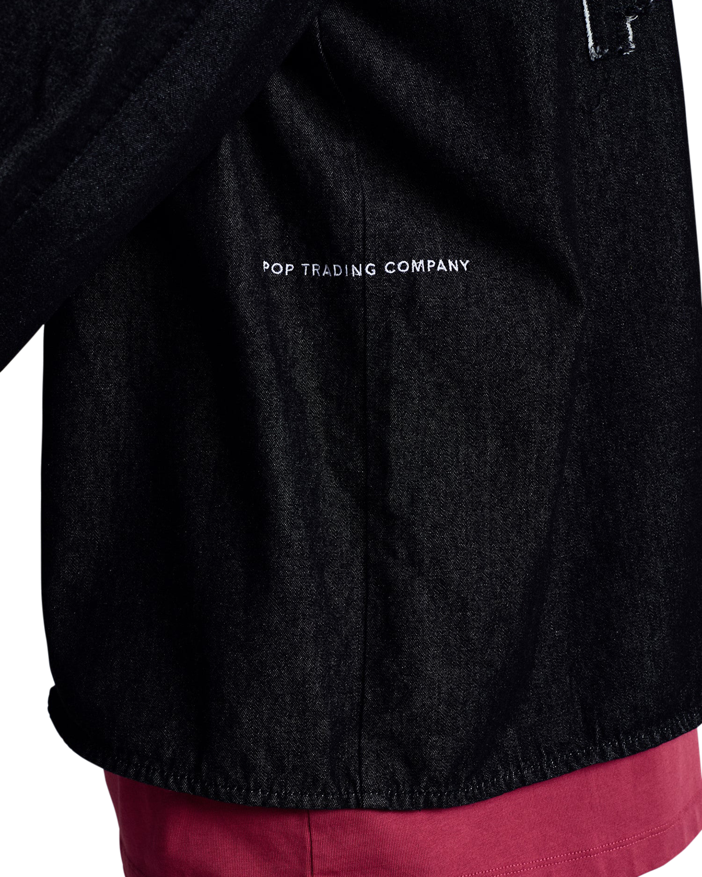 POP Trading Company Applique Logo Denim Shirt ZWART 6