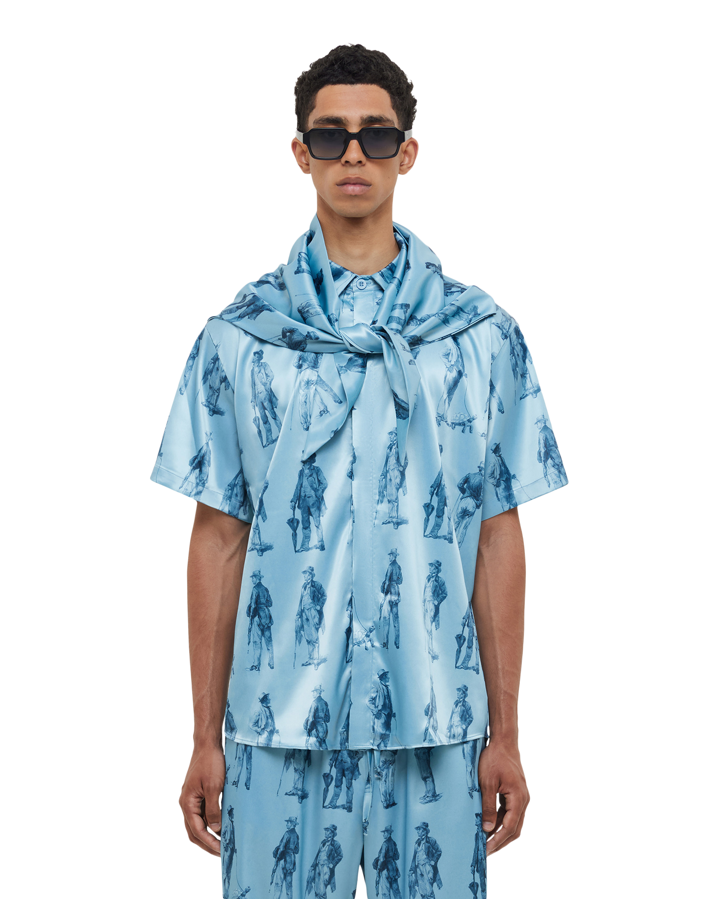 Flaneur Boulevardiers Hooded Shirt Sky Blue BLAUW 4