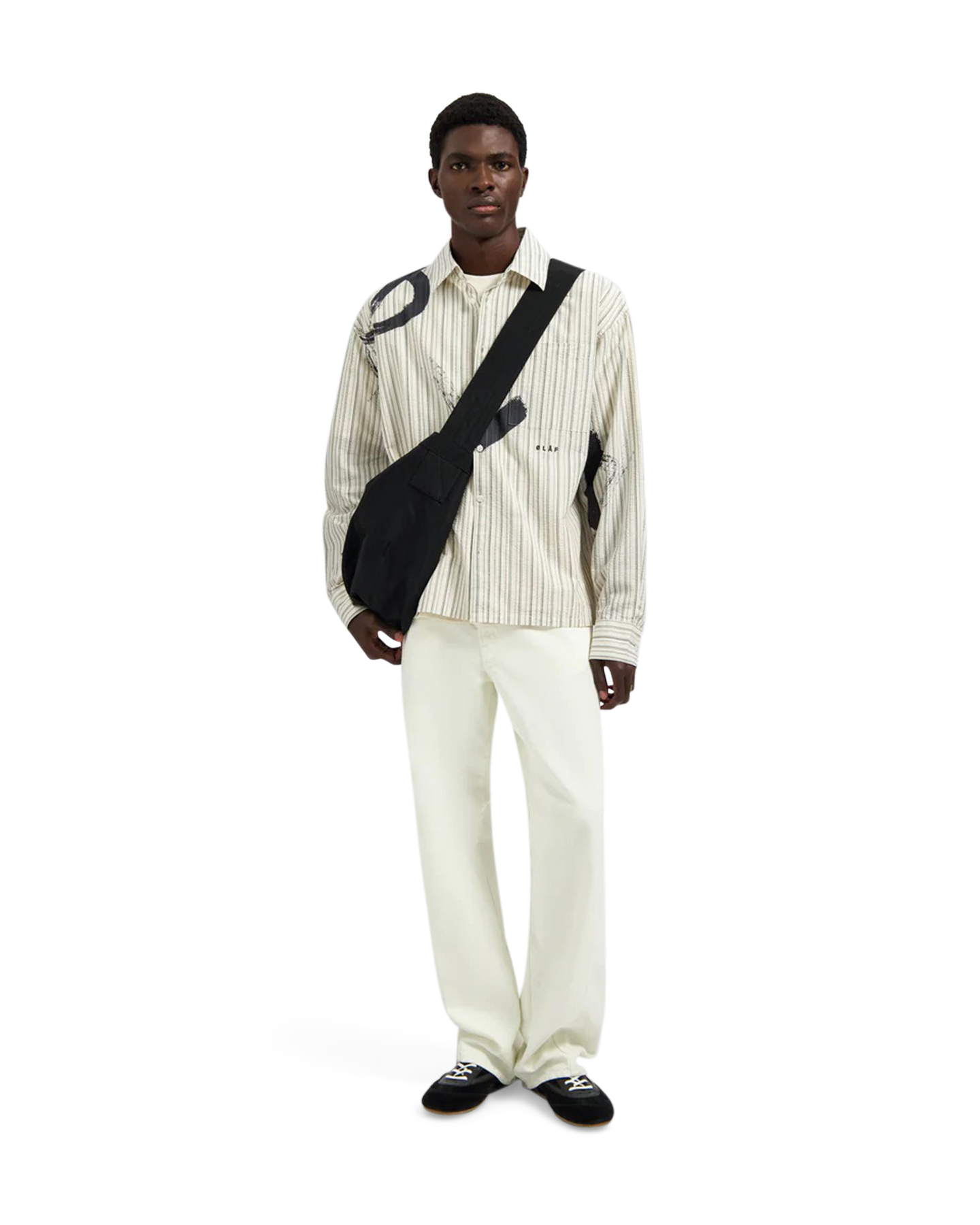 OLAF Brushstroke Logo Stripe Ls Shirt BEIGE 5