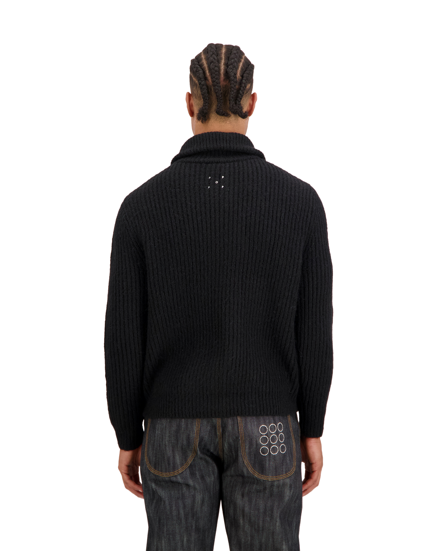 POP Trading Company Knitted Full Zip ZWART 4