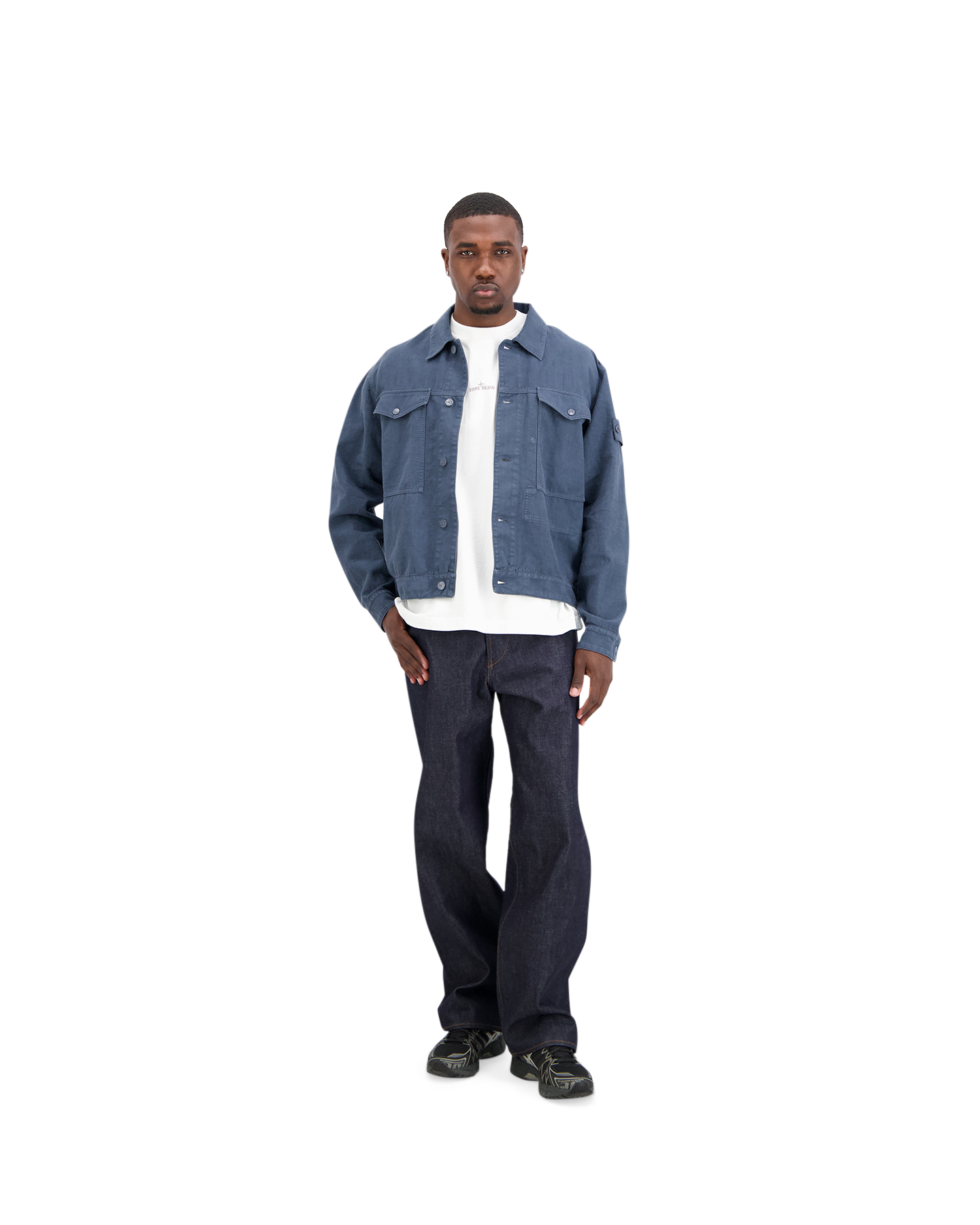 Stone Island S0F35 Ghost - Worker Jas BLAUW 3