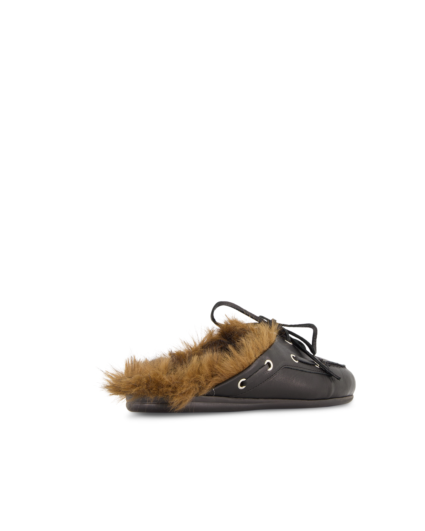 Posa Boat Loafer Mule Hairy Fur - Soft leather ZWART 4