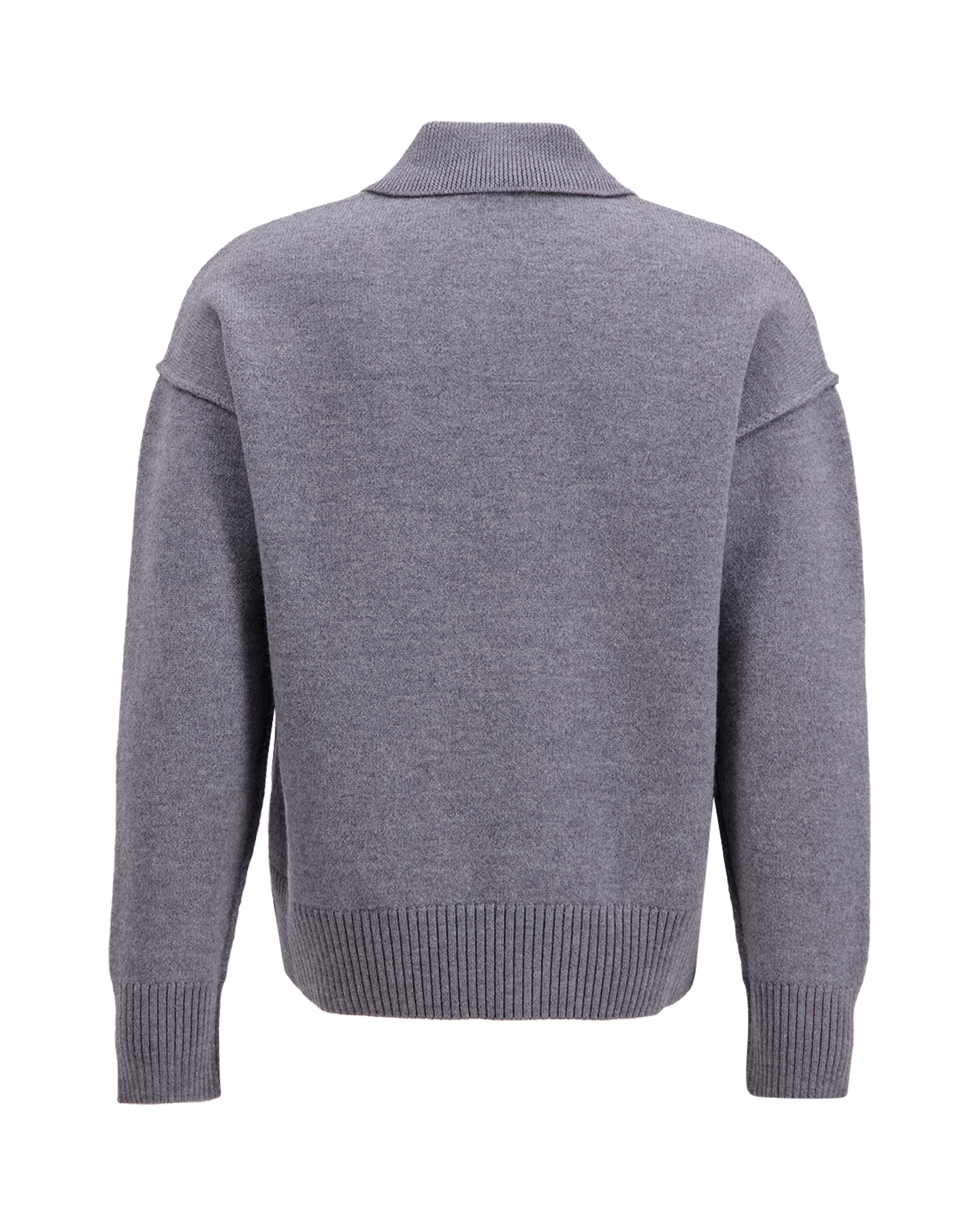 AMI Paris Polo Sweater With Contrasted Ami De Coeur GRIJS 2