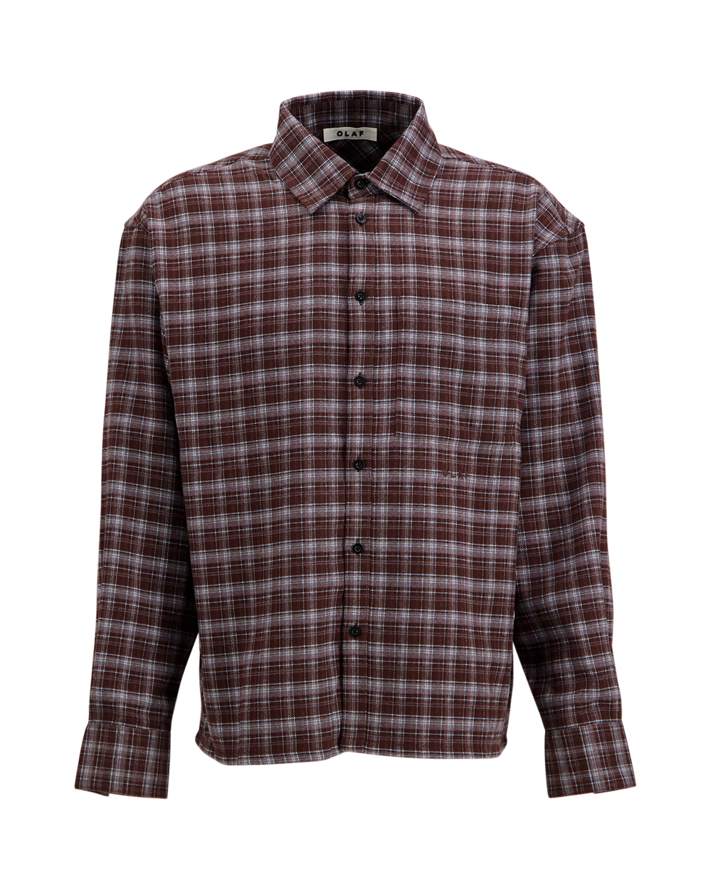 OLAF Flannel Boxy Shirt DONKERBRUIN 1