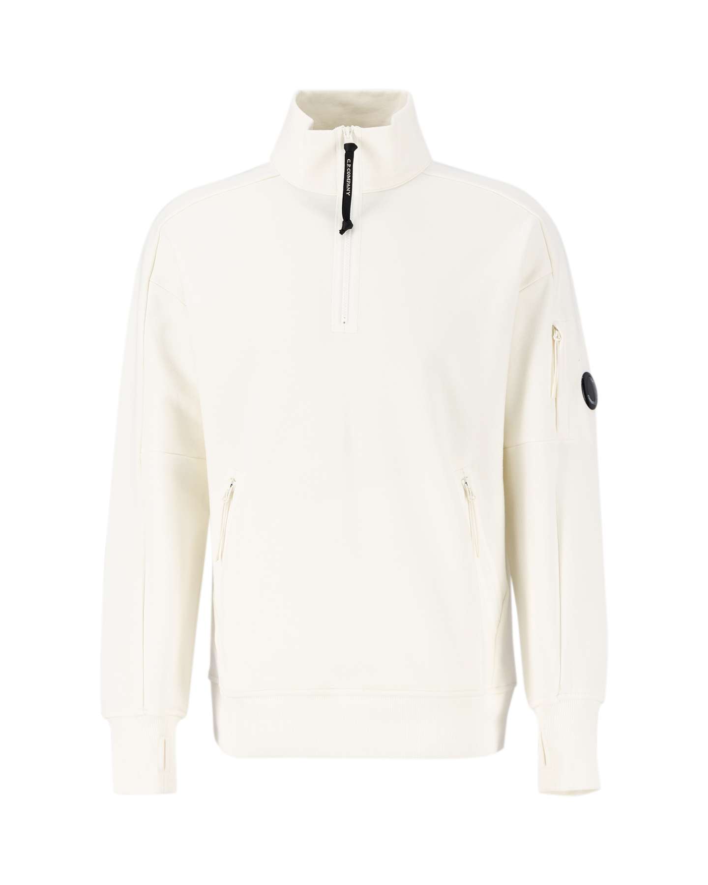 C.P. Company Diagonal  Fleece Stand Collar Sweatshirt WIT 1