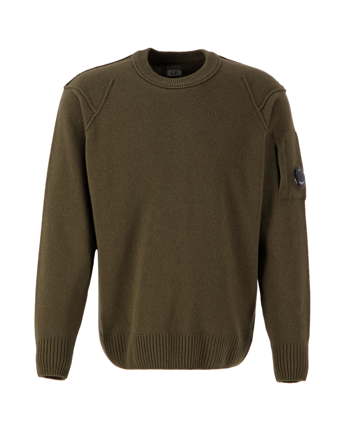 C.P. Company Lambswool Crew Neck Knit DONKERGROEN 1