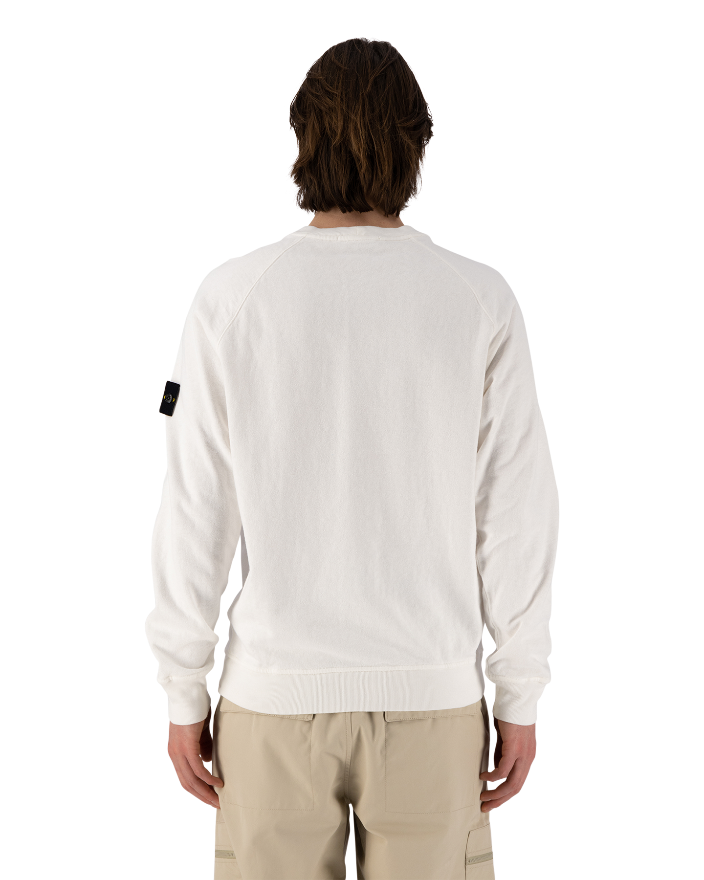 Stone Island 66060 Malfile Fleece Garment Dyed 'Old' Effect Crewneck Sweatshirt WIT 5