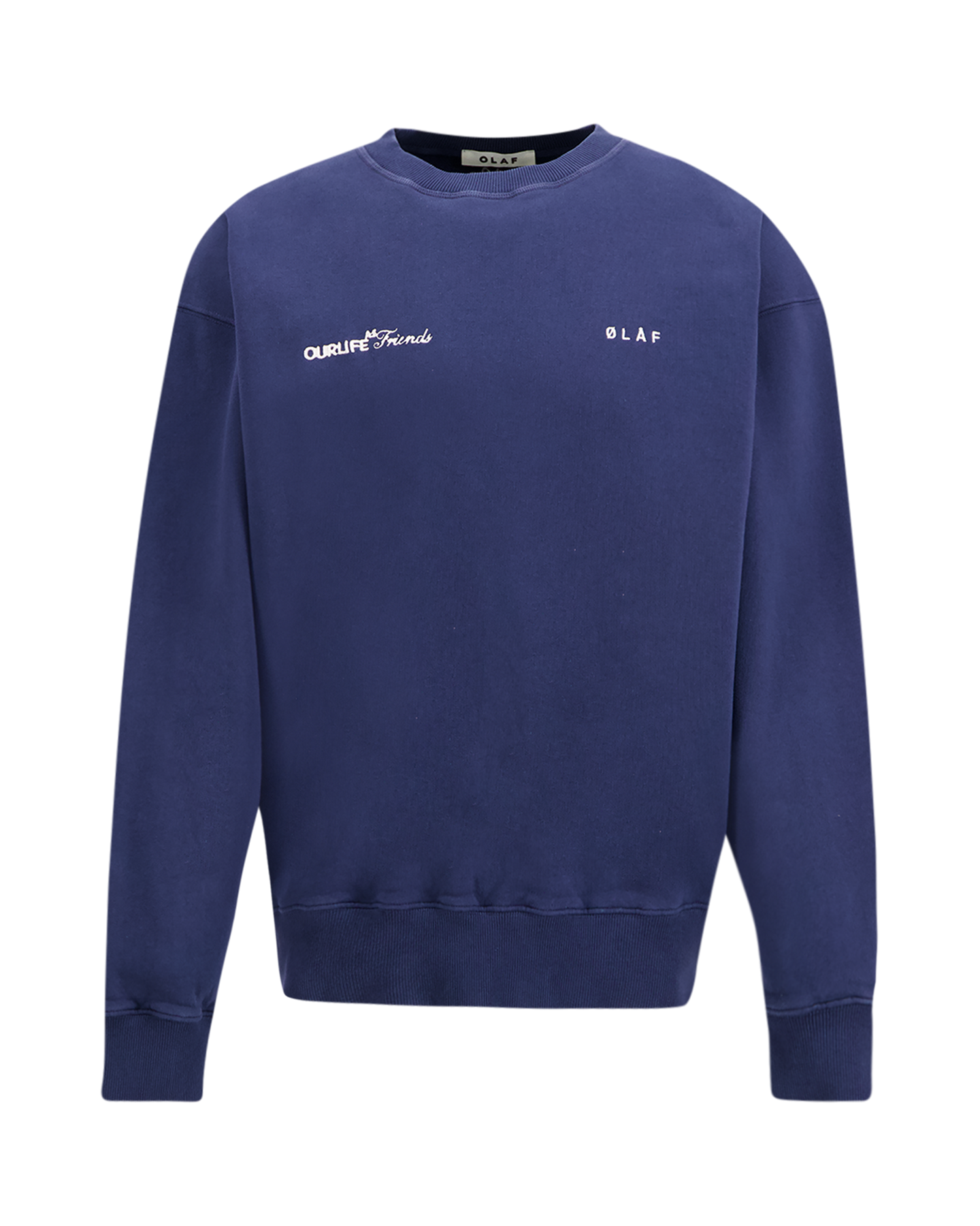 OLAF Script Friends Boxy Crewneck BLAUW 1
