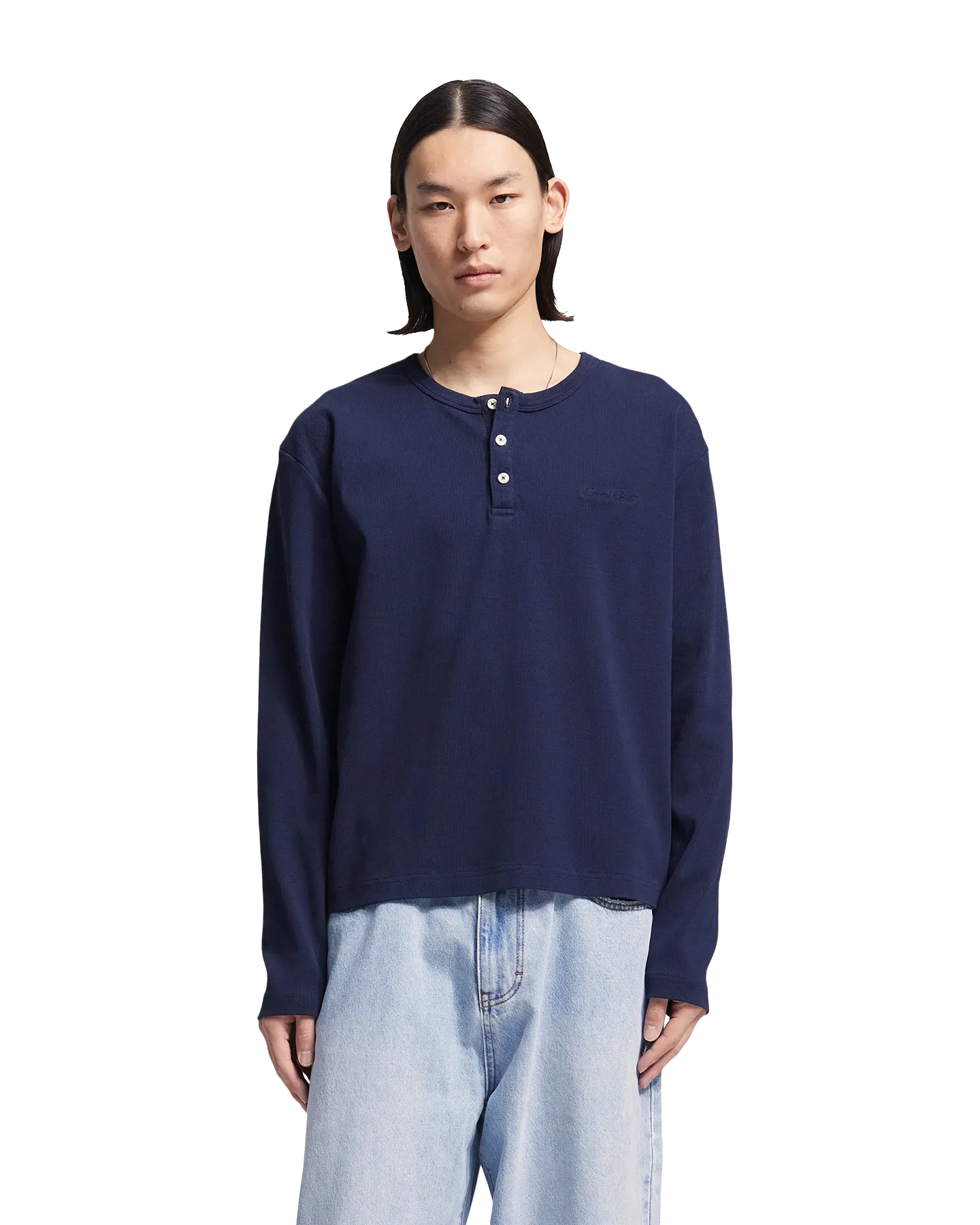 Brams Fruit Script Logo Henley Longsleeve DONKERBLAUW 3