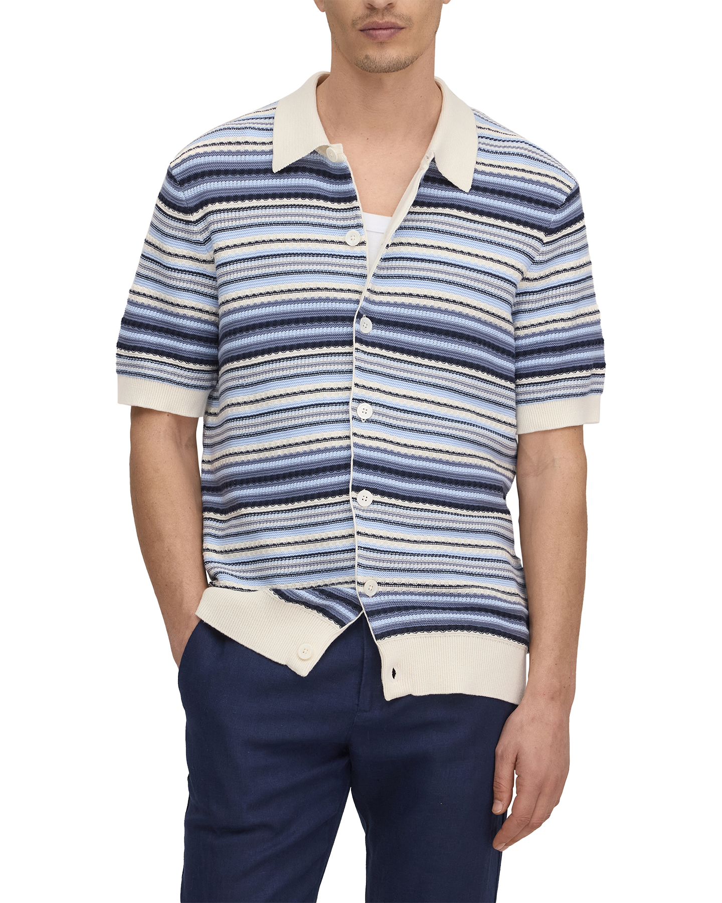 NN.07 Nolan Polo Cardigan 60019 DONKERBLAUW 3