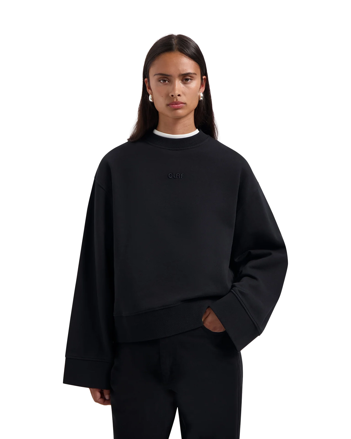 OLAF Wmn Retro Logo Crewneck ZWART 3