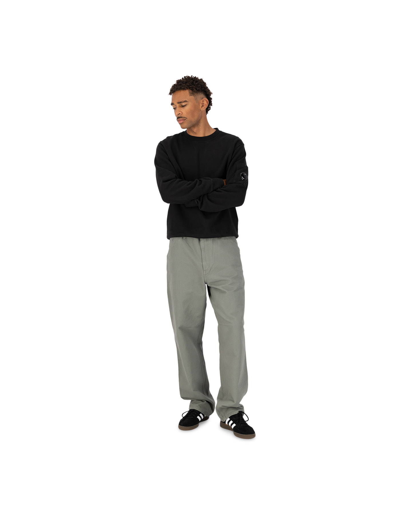 Crew Neck Sweatshirt Brushed Emerized Diagonal Fleece