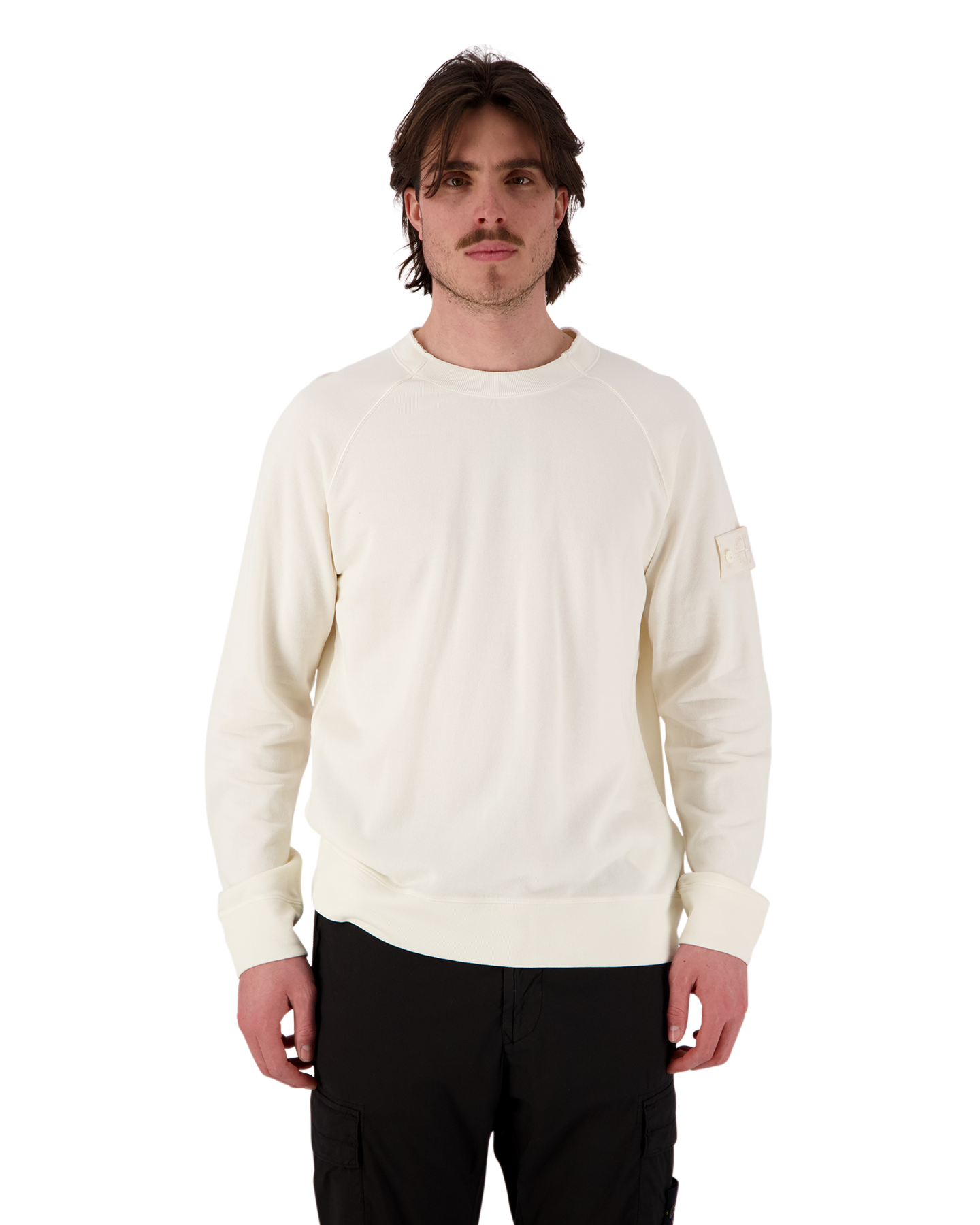 Stone Island 654F3 Ghost Piece - Light Organic Cotton Fleece Crewneck Sweatshirt OFFWHITE 4