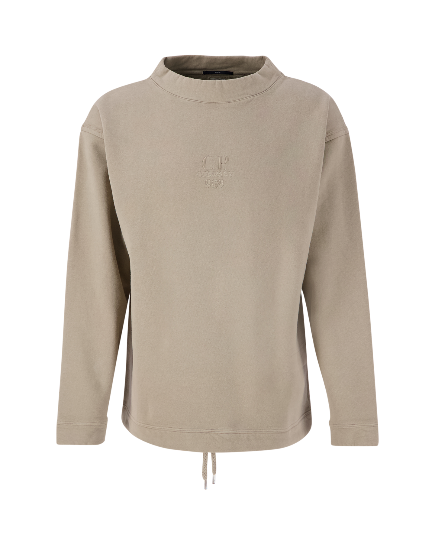 C.P. Company Diagonal Fleece Boxy Funnel Neck Sweatshirt BEIGE 1