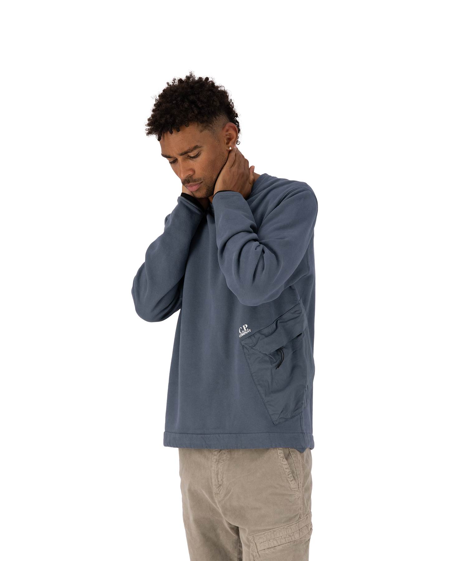 C.P. Company Diagonal Fleece Mixed Pocket Sweatshirt DONKERBLAUW 4