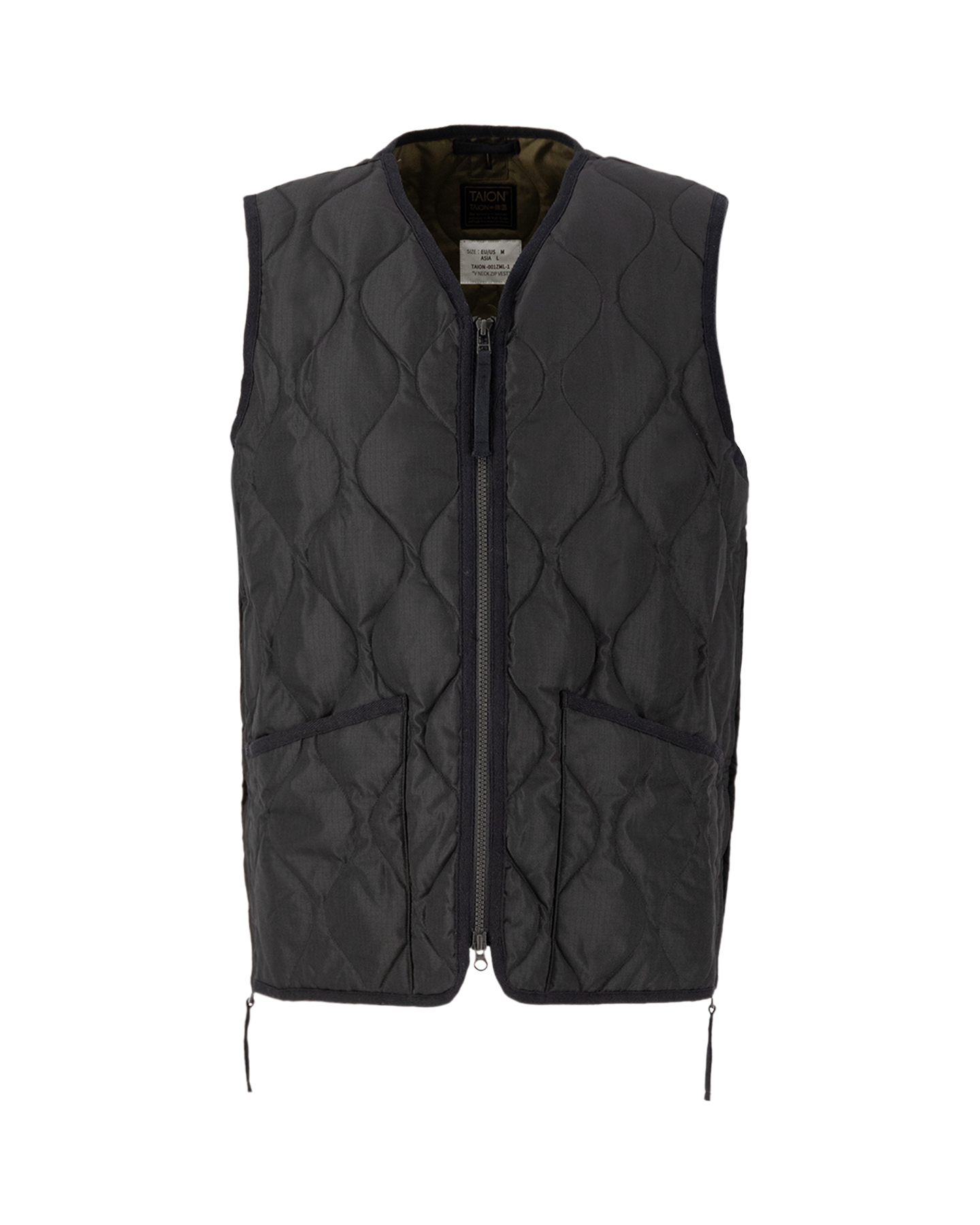 Taion Military Zip V-Neck Vest BLACK 1