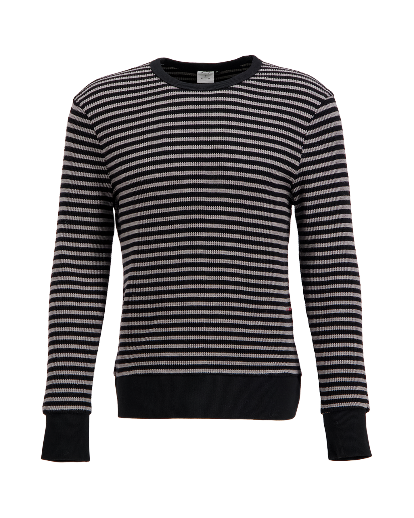 POP Trading Company Striped Waffle Crewneck GRIJS 1