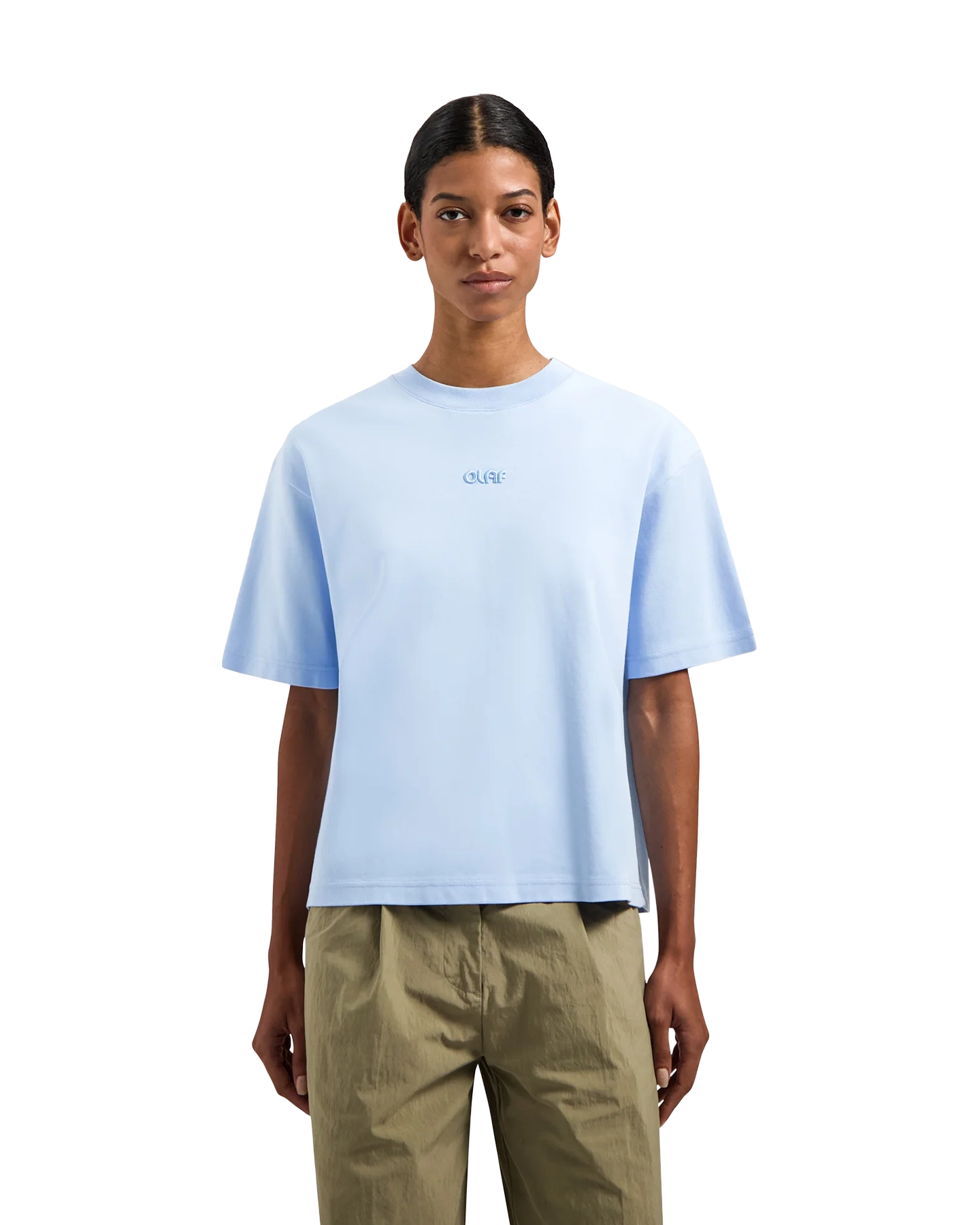 OLAF Retro Logo Boxy Tee LICHTBLAUW 2