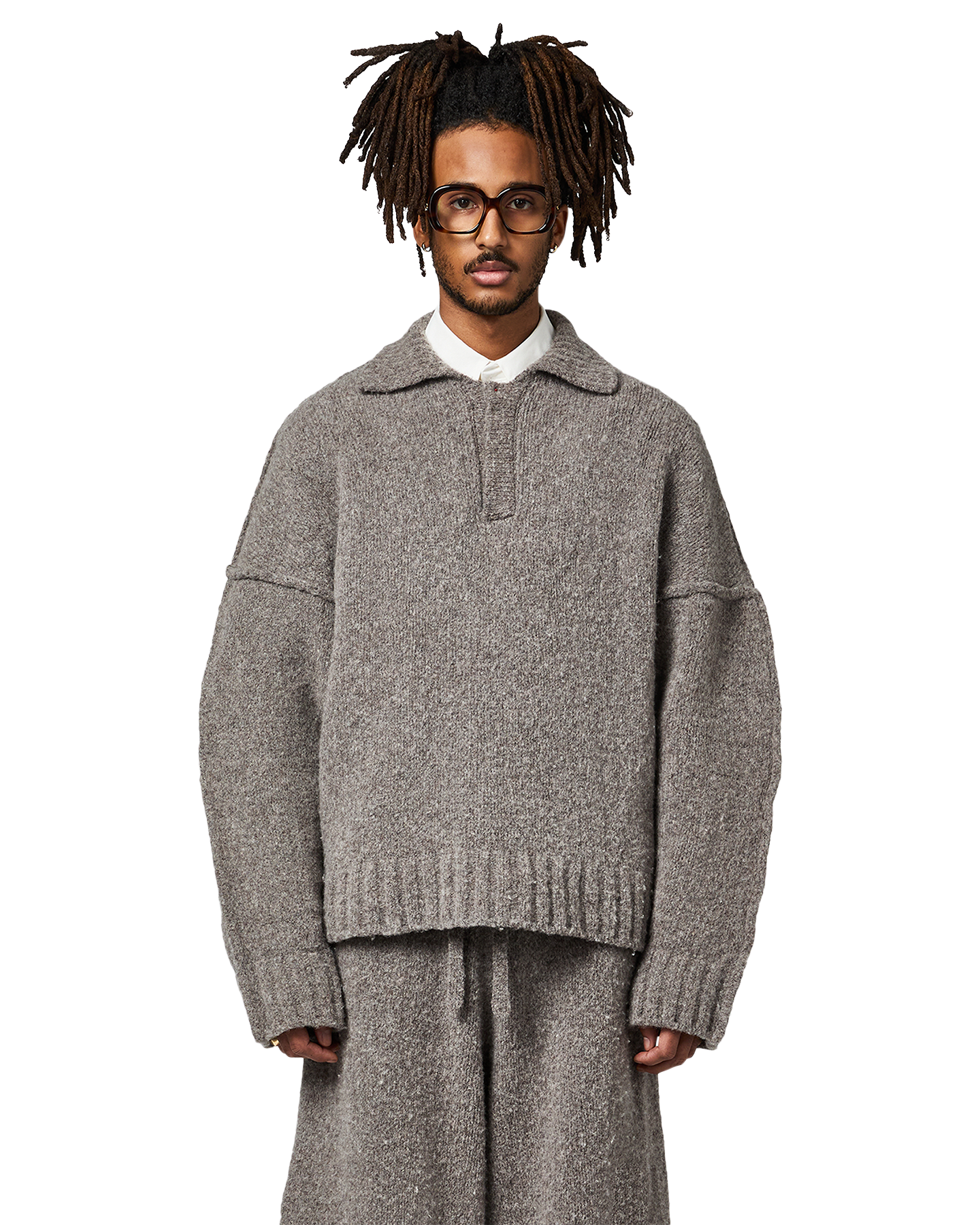 Seventh Wool Knit Polo Sweater LICHTBRUIN 3