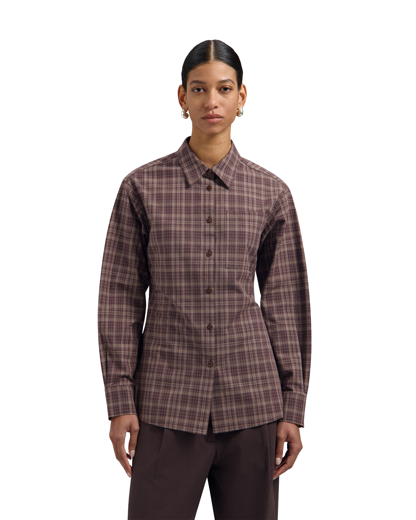 OLAF Checked Fitted Shirt DONKERBRUIN 3