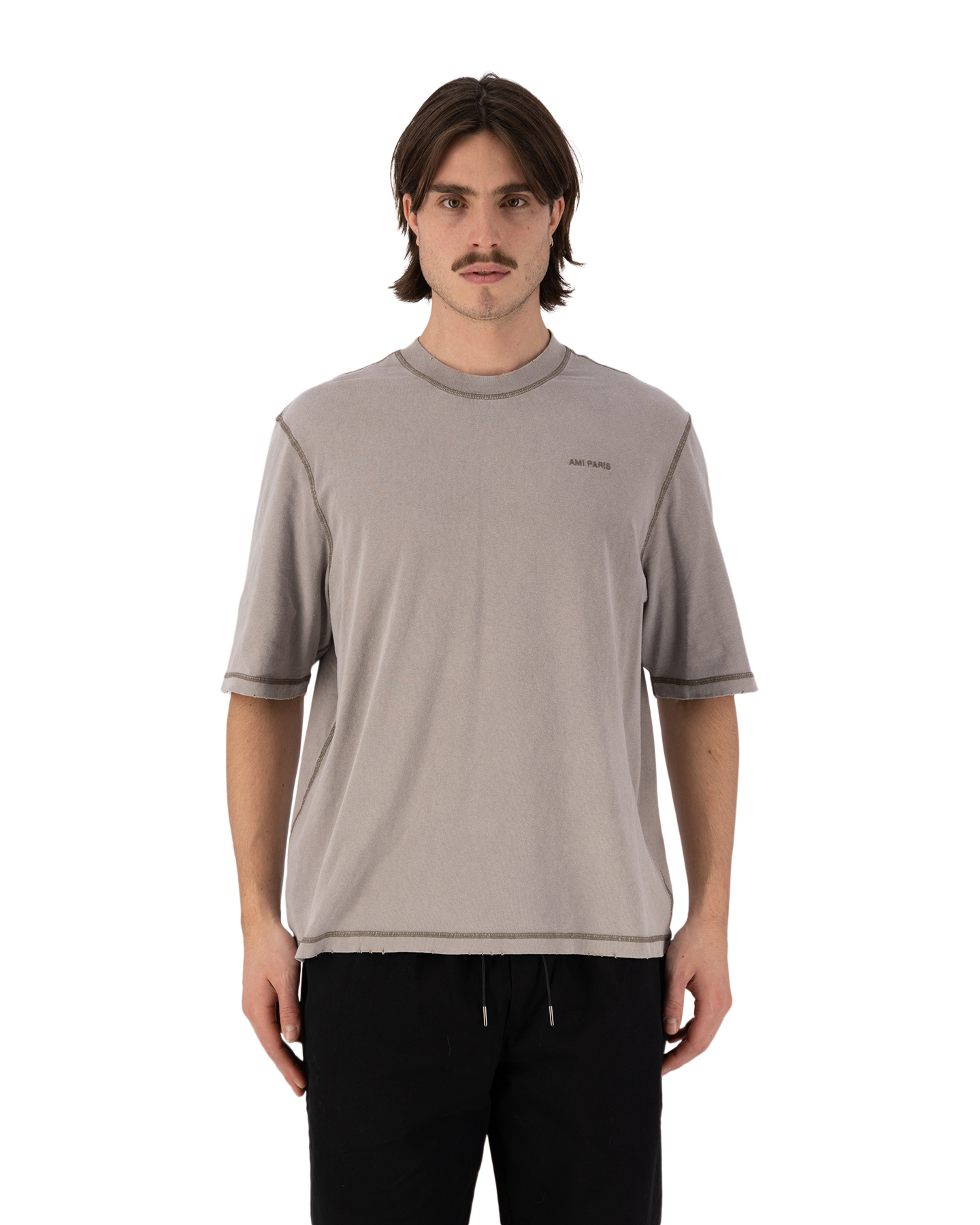 AMI Paris Fade Out T-Shirt Donkergrijs | Coef Men