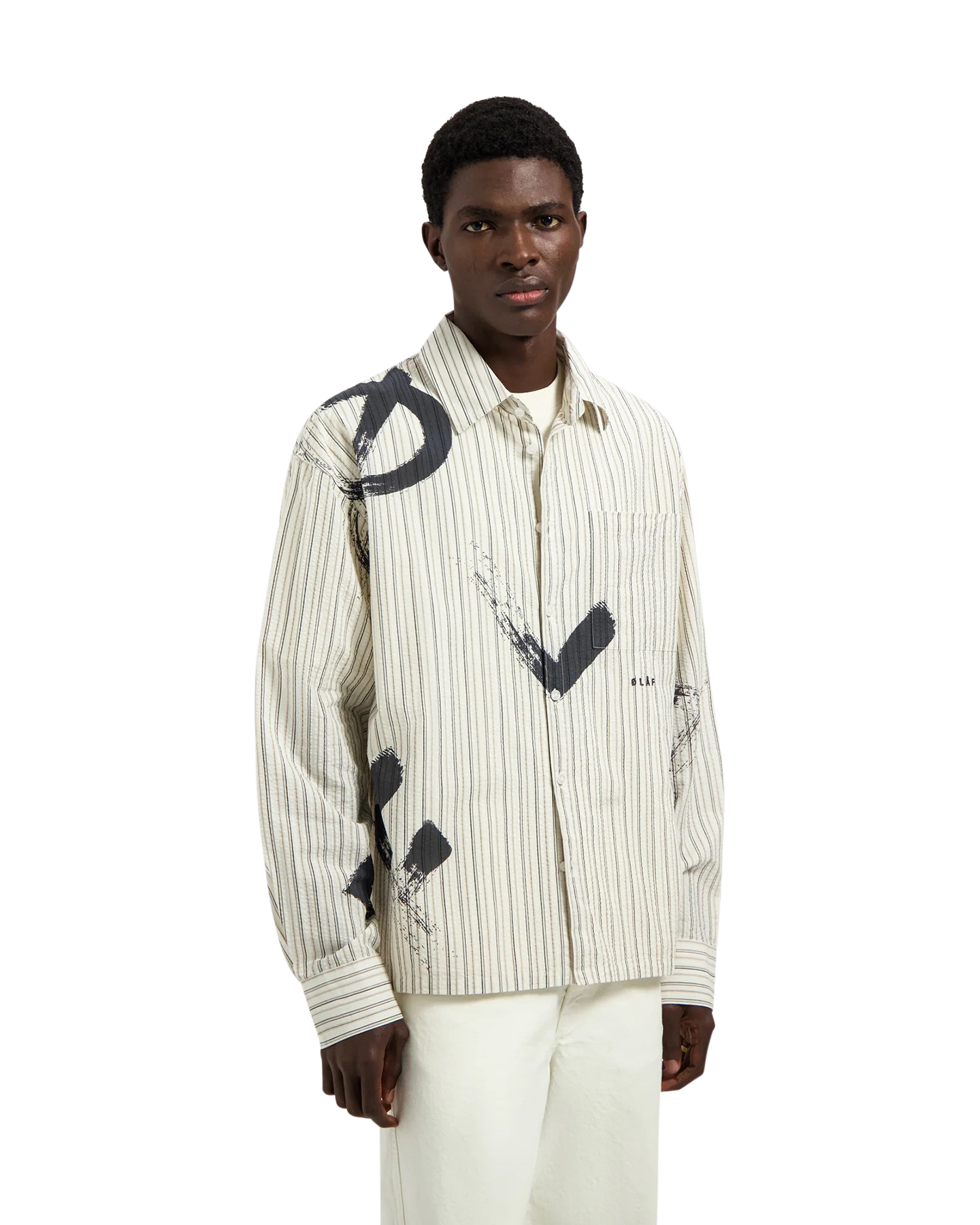 OLAF Brushstroke Logo Stripe Ls Shirt BEIGE 3
