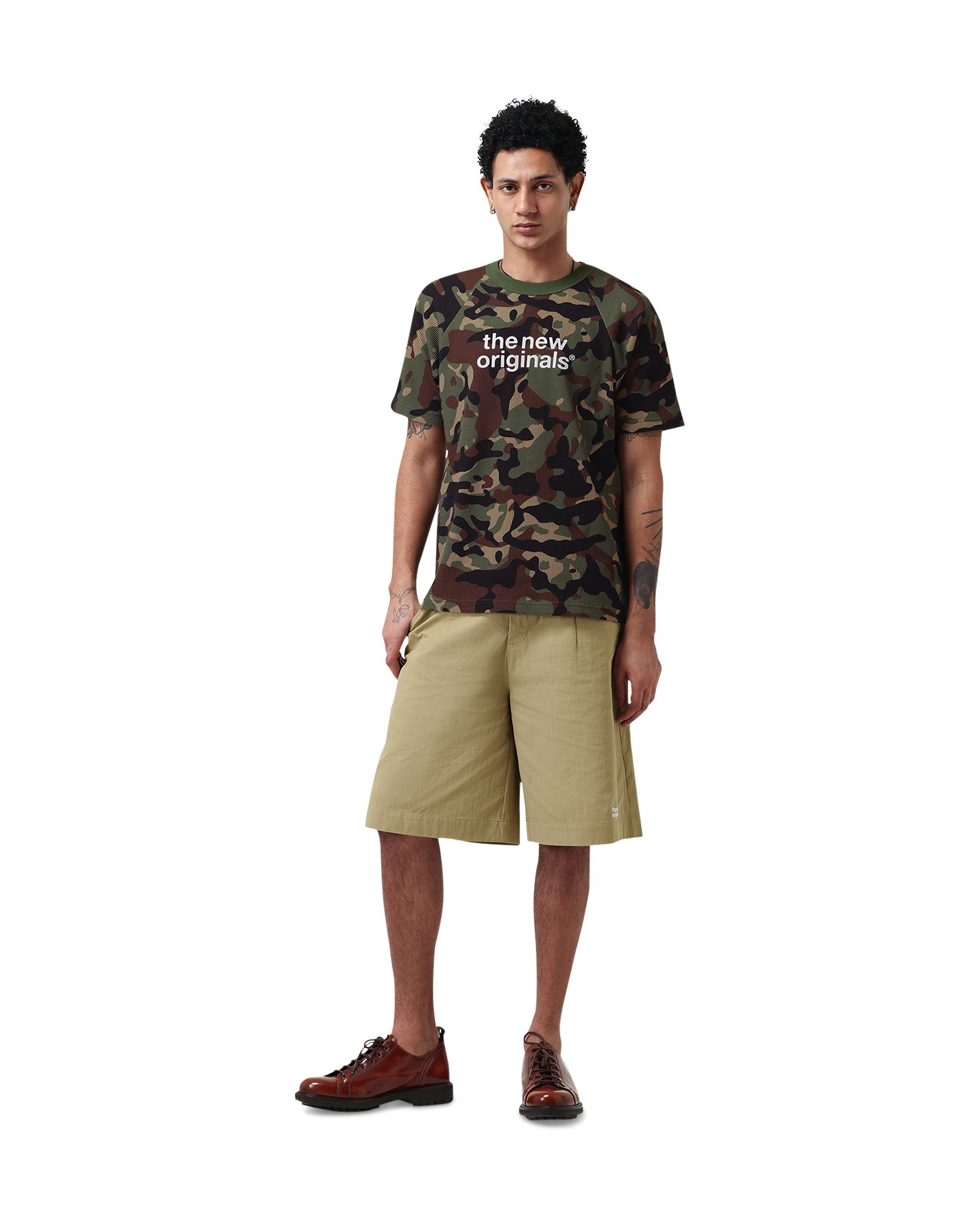The New Originals Emblem Camo Waffle Tee GROEN 3