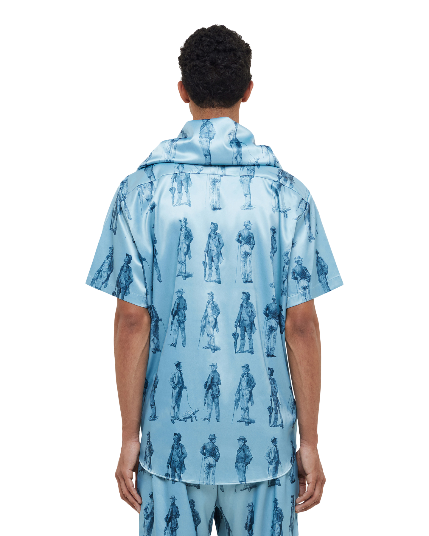 Flaneur Boulevardiers Hooded Shirt Sky Blue BLAUW 5