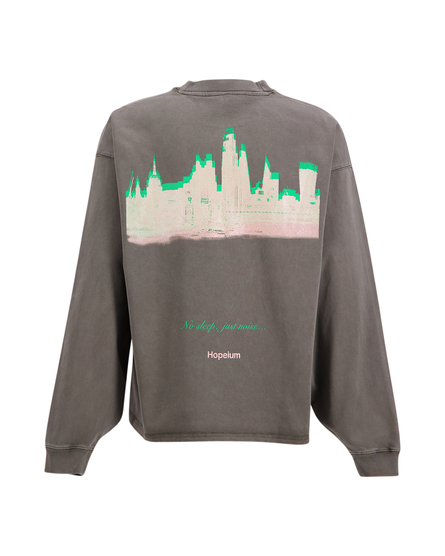 Hopeium No Sleep Just Noise L/S Tee Heavy Washed GRIJS 1