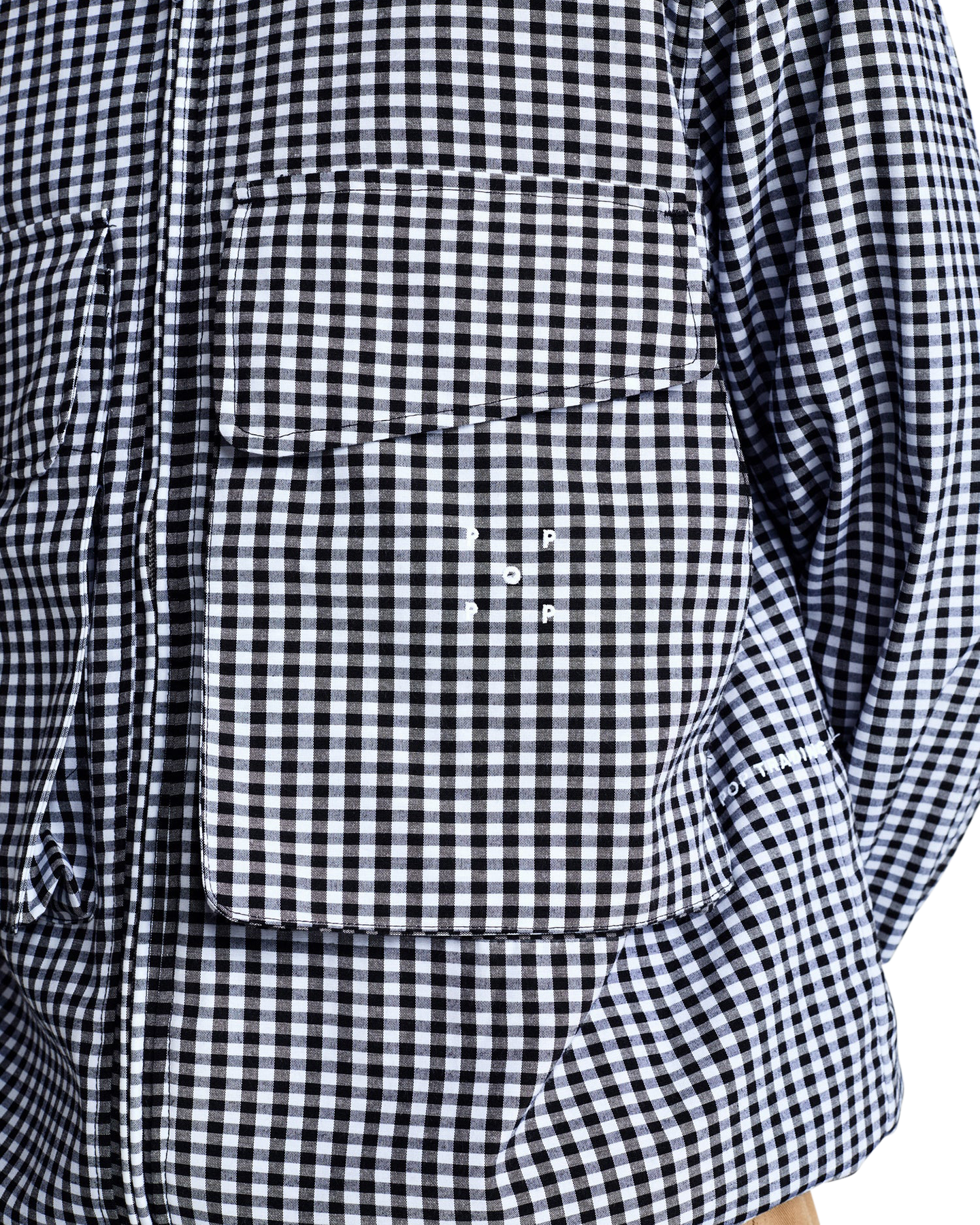 POP Trading Company Gingham Boxer Overshirt ZWART 5