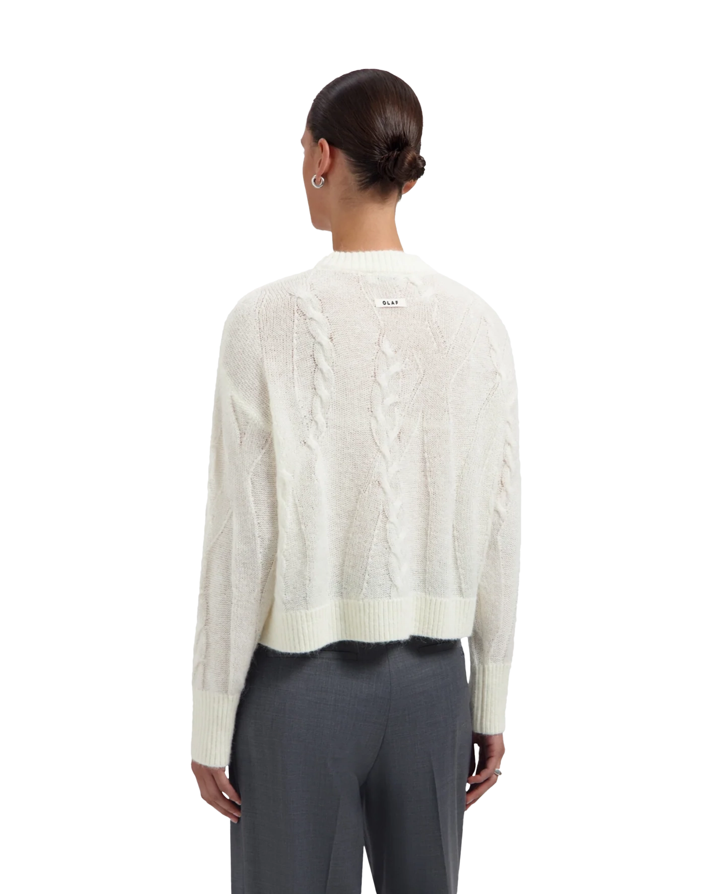 OLAF Cable Knitted Crewneck WIT 4