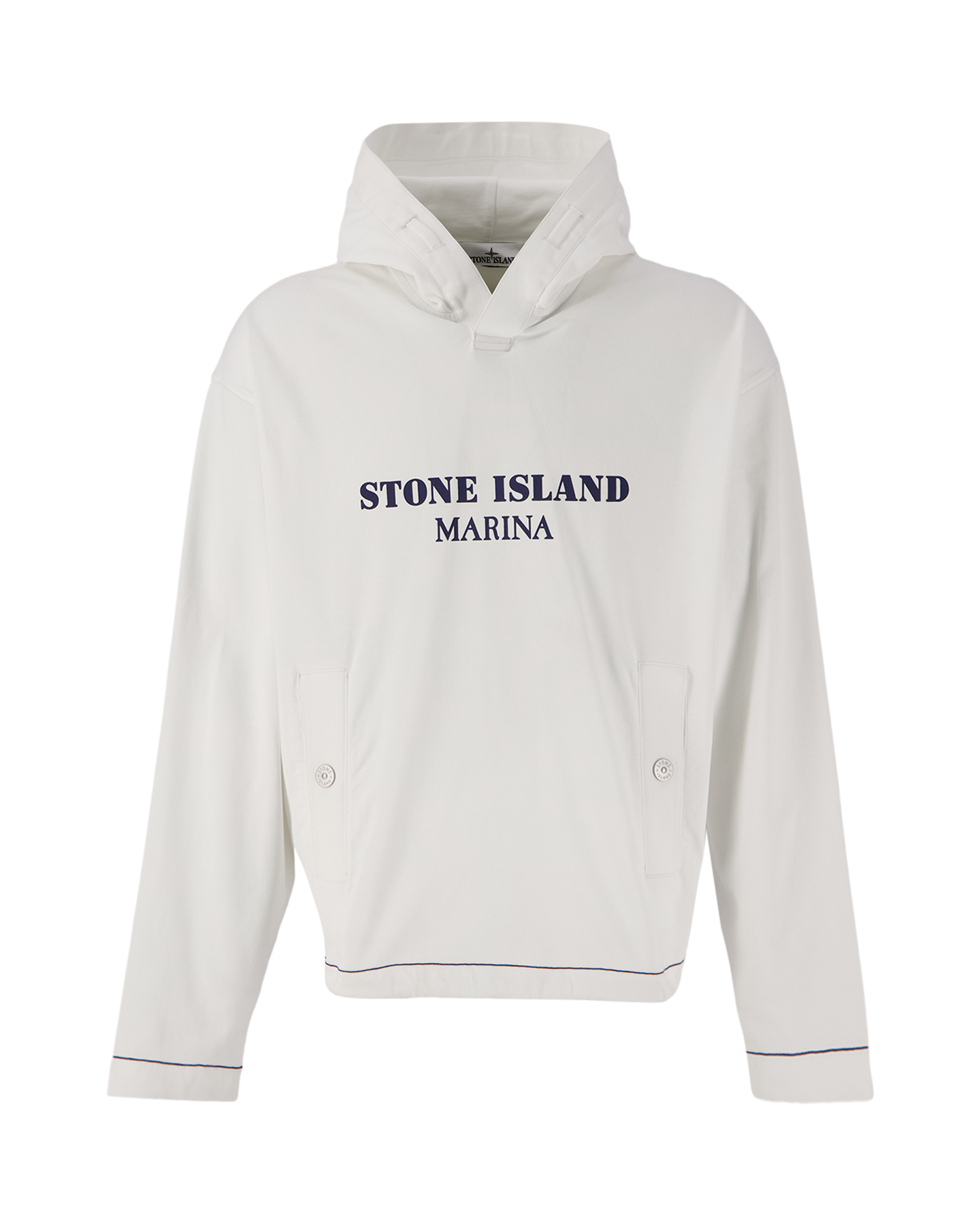 Stone Island 614X2 Stone Island Marina - Heavy Cotton Jersey Garment Dyed 'Old' Effect Hooded Sweatshirt WIT 1