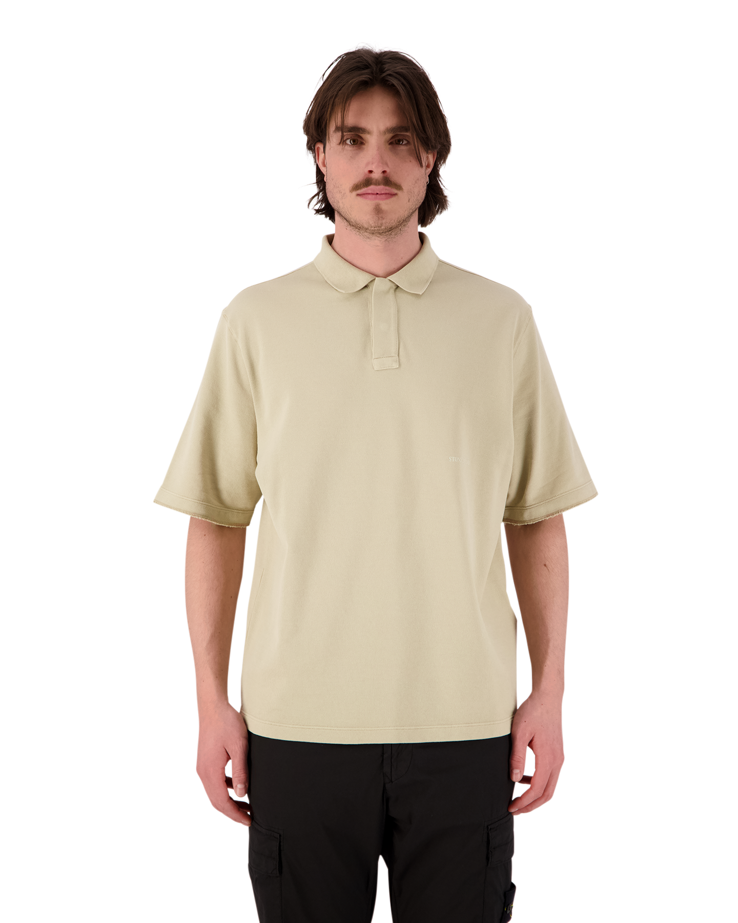 Stone Island 216F3 Ghost Piece - Light Organic Cotton Fleece Garment Dyed Polo Shirt BEIGE 4