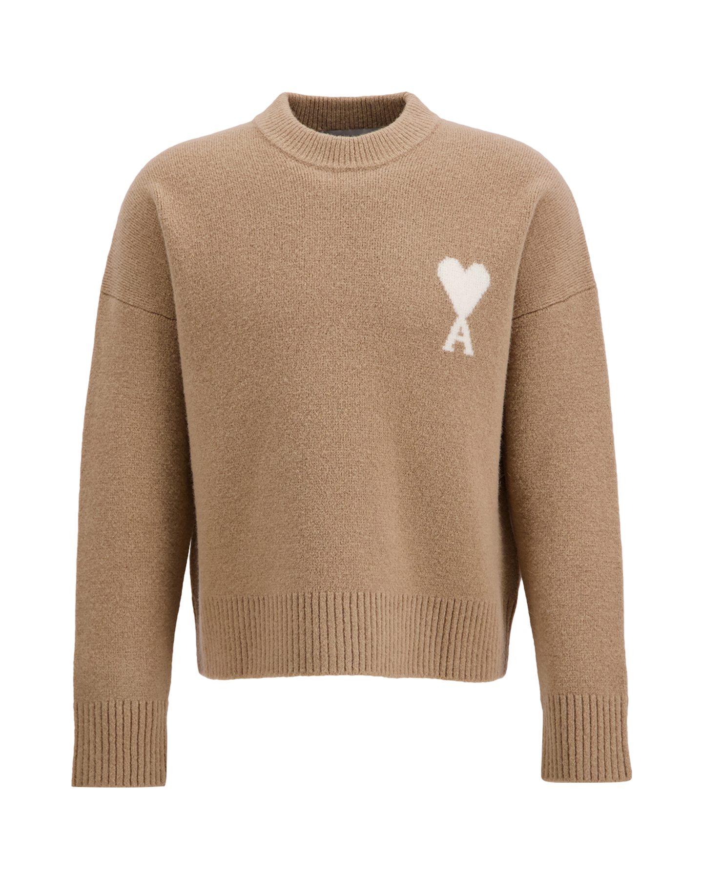 AMI Paris Crewneck Sweater With Ami De Coeur BEIGE 1