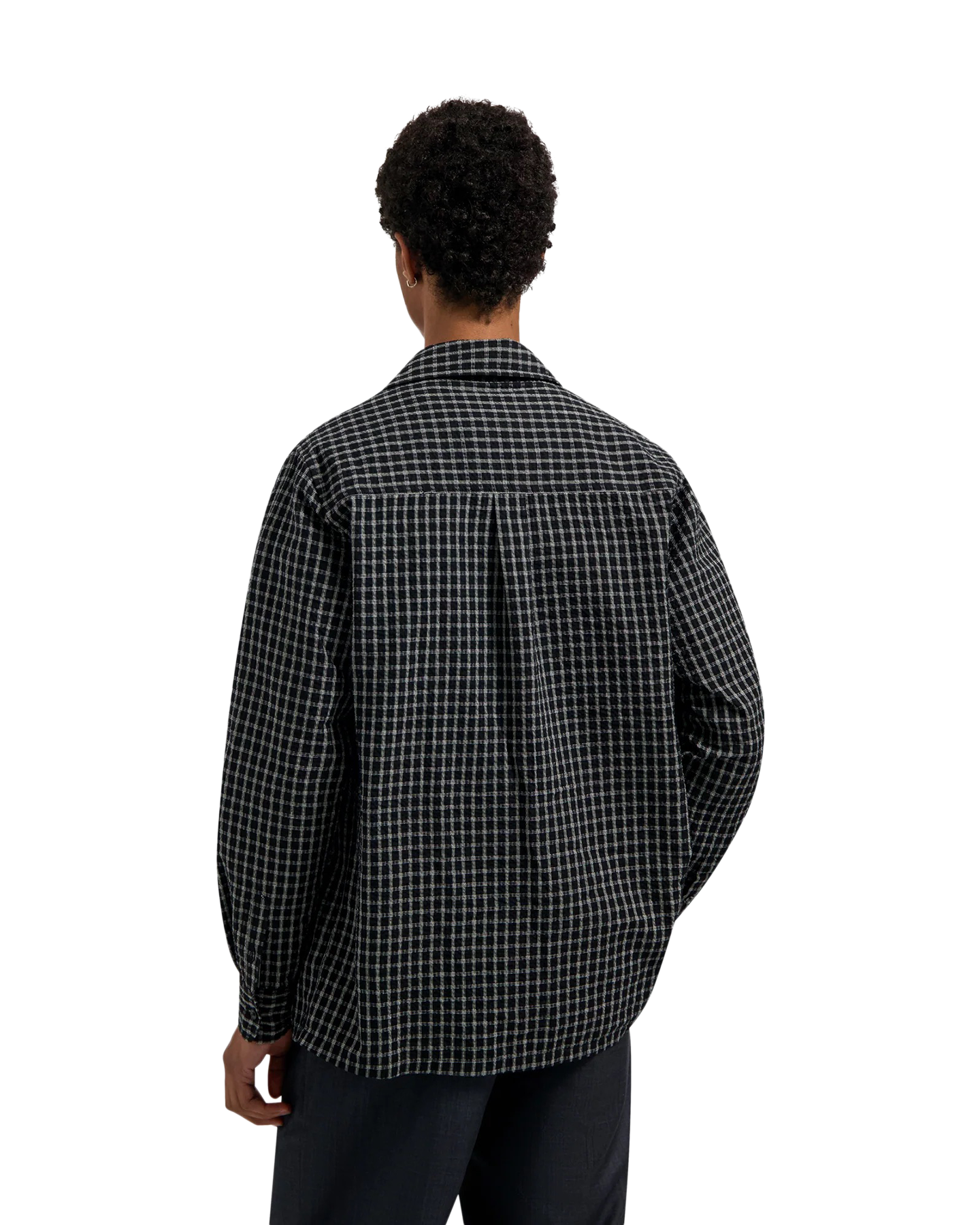 OLAF Checked Seersucker Ls Shirt ZWART 4