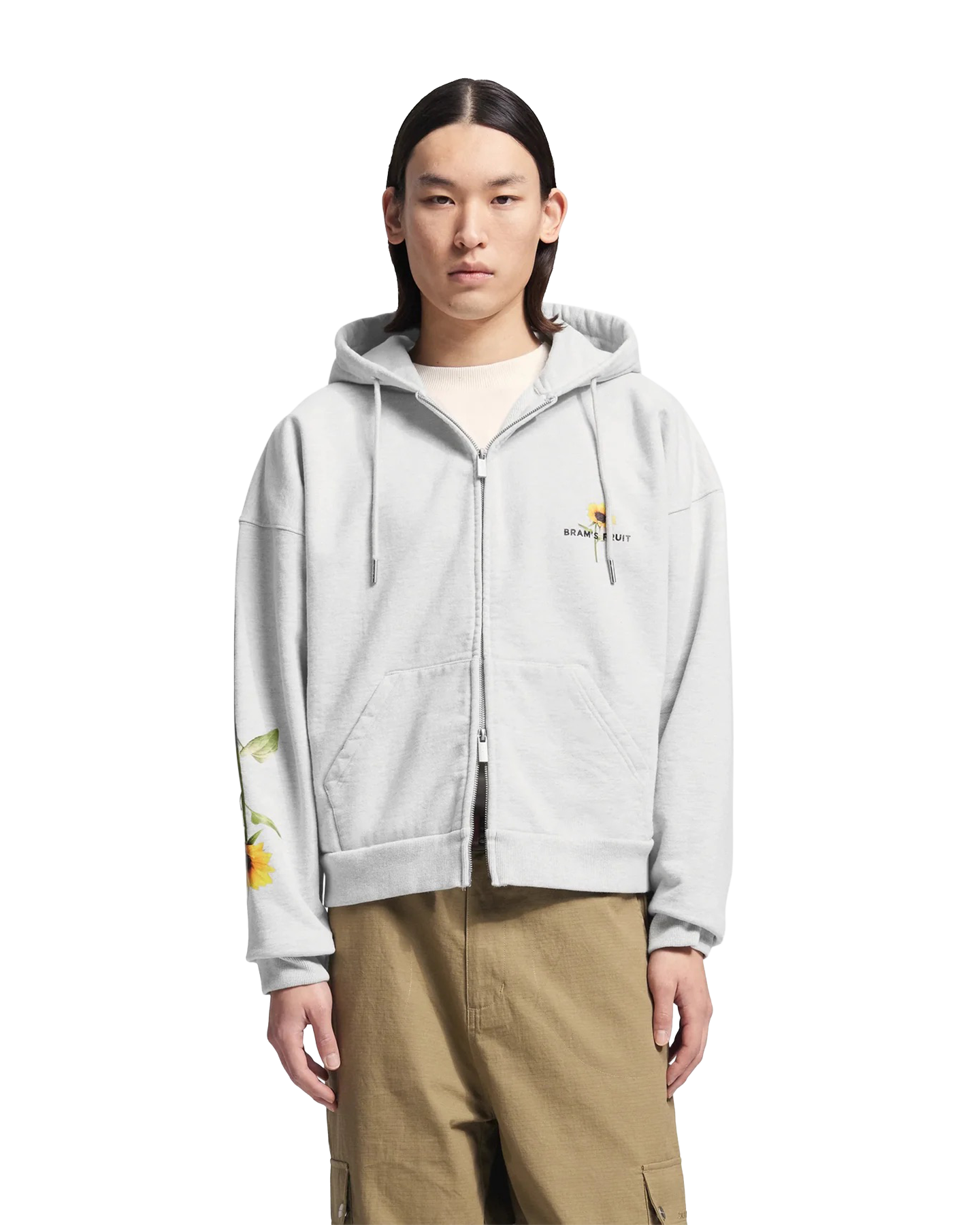 Brams Fruit Sunflower Zipper Hoodie BEIGE 3