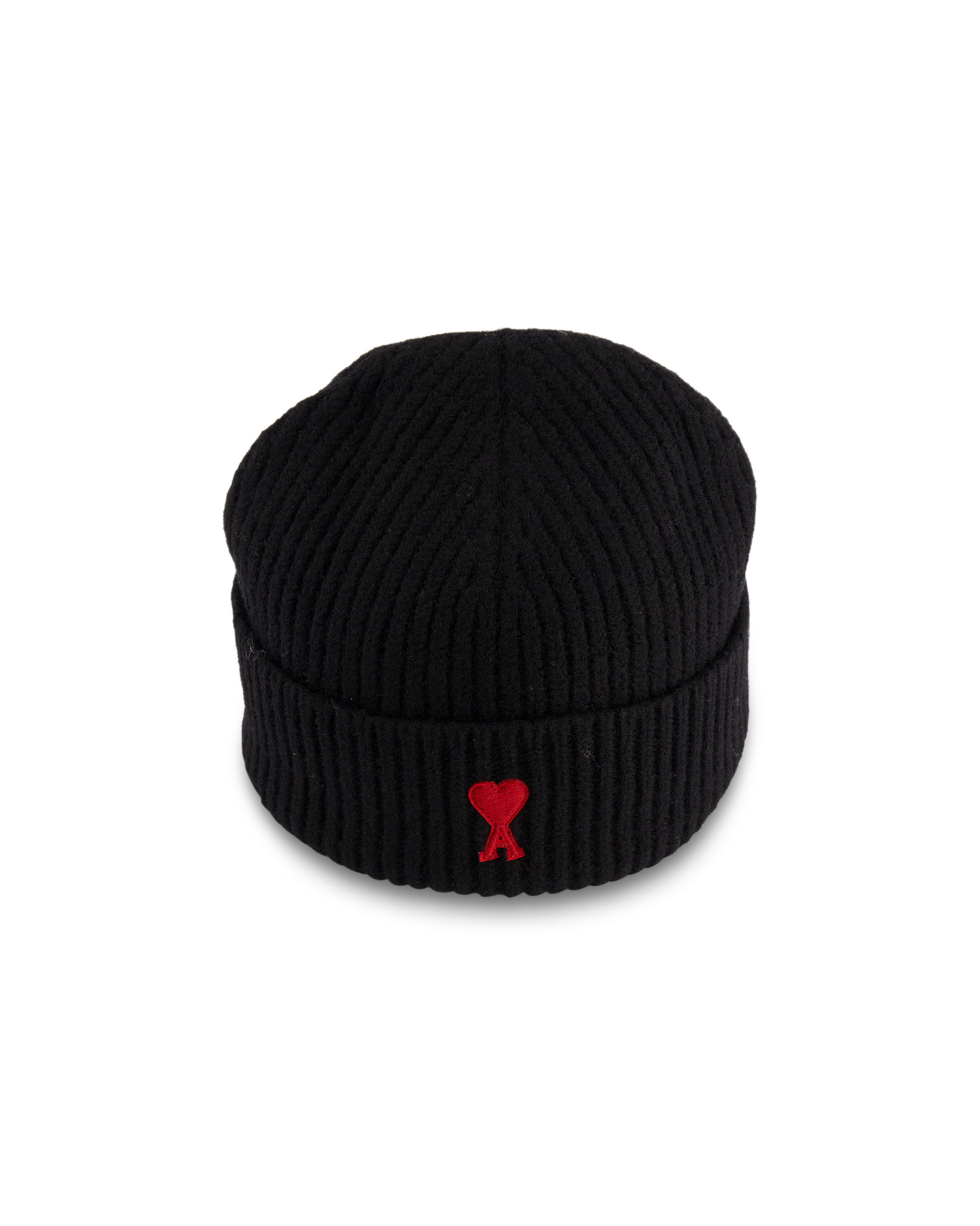 AMI Paris Beanie With Red Ami De Coeur ZWART 2