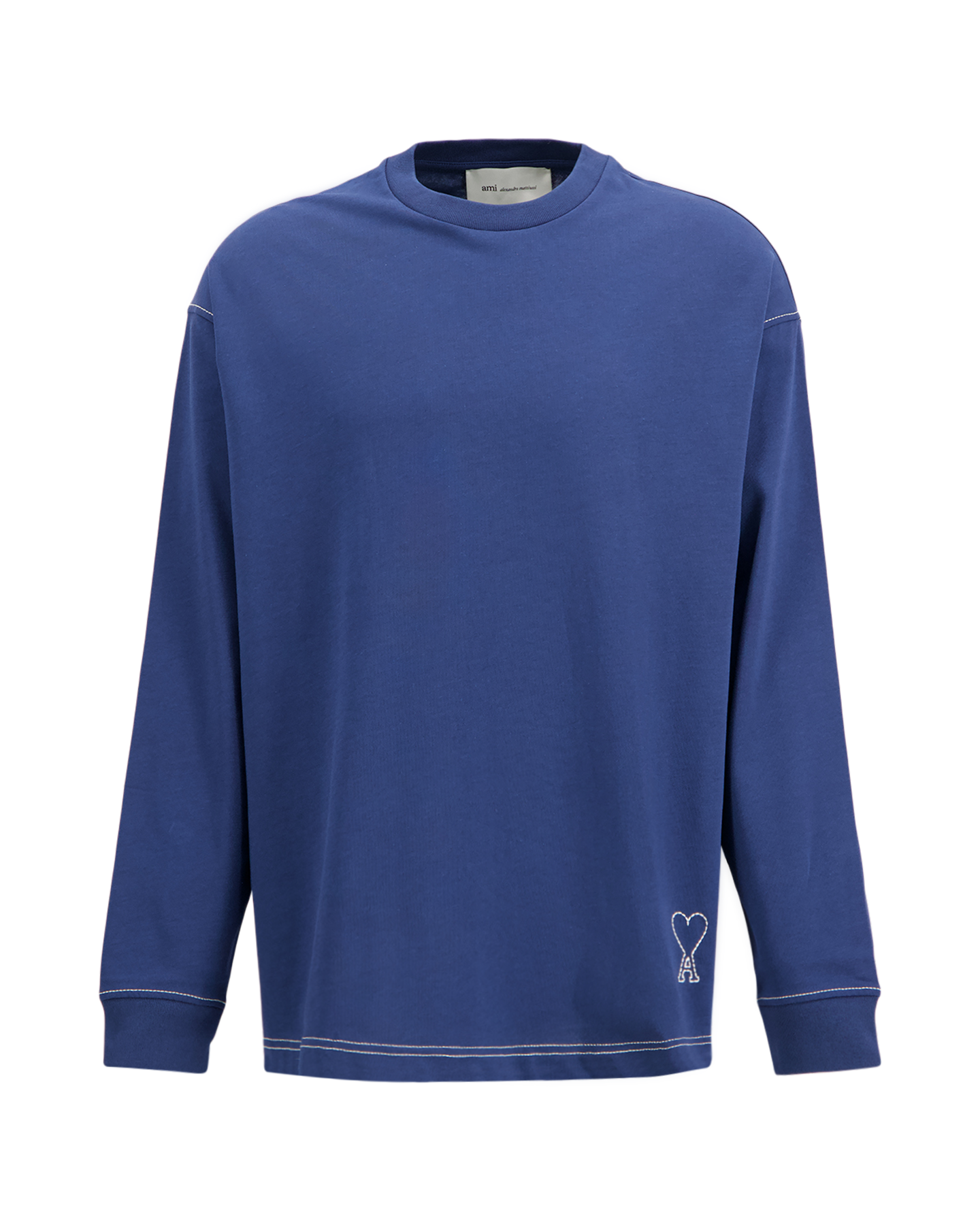 AMI Paris Teeshirt Manches Longues Oversize Avec Ami De Coeur Surpique DONKERBLAUW 1