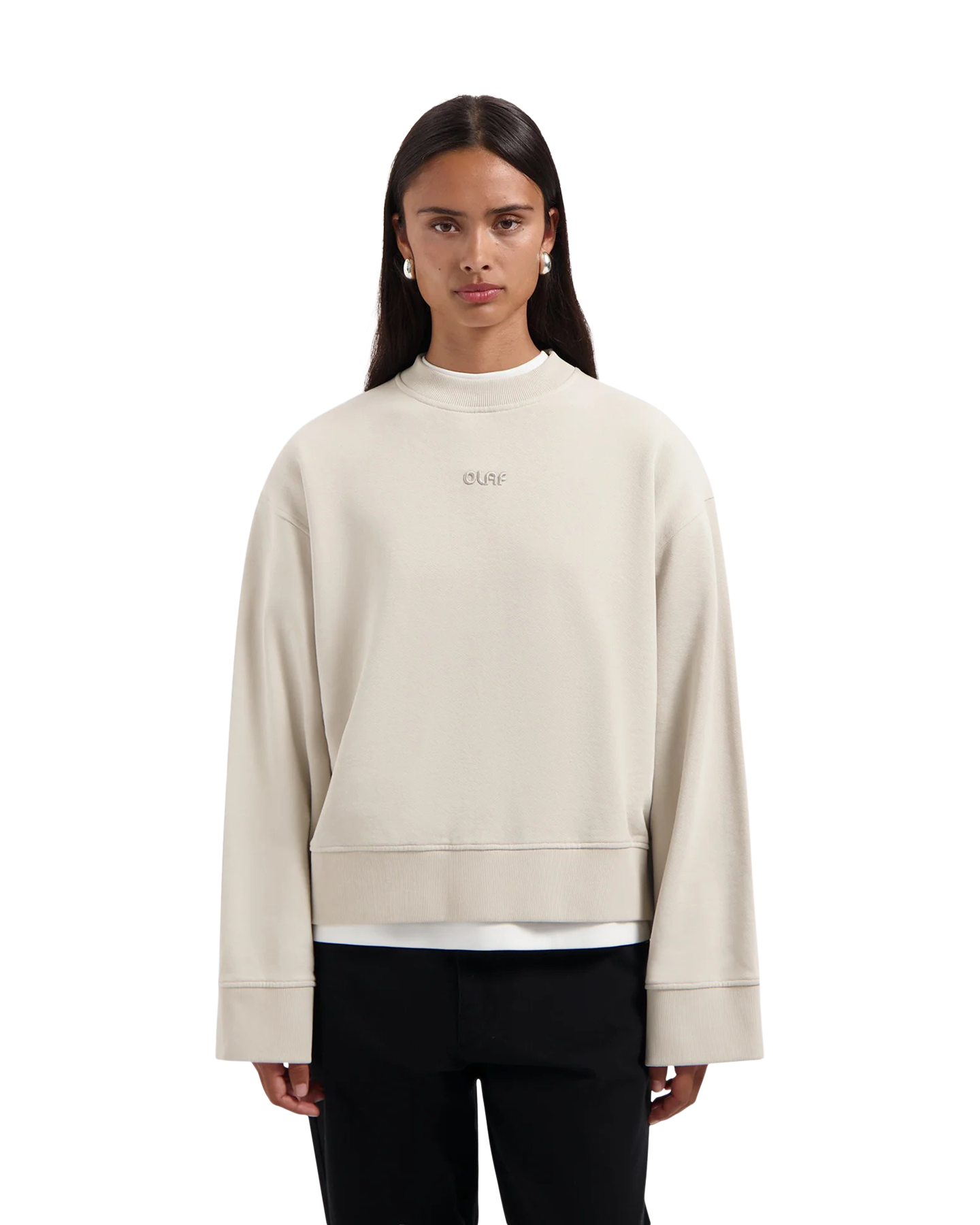 OLAF Wmn Retro Logo Crewneck BEIGE 3