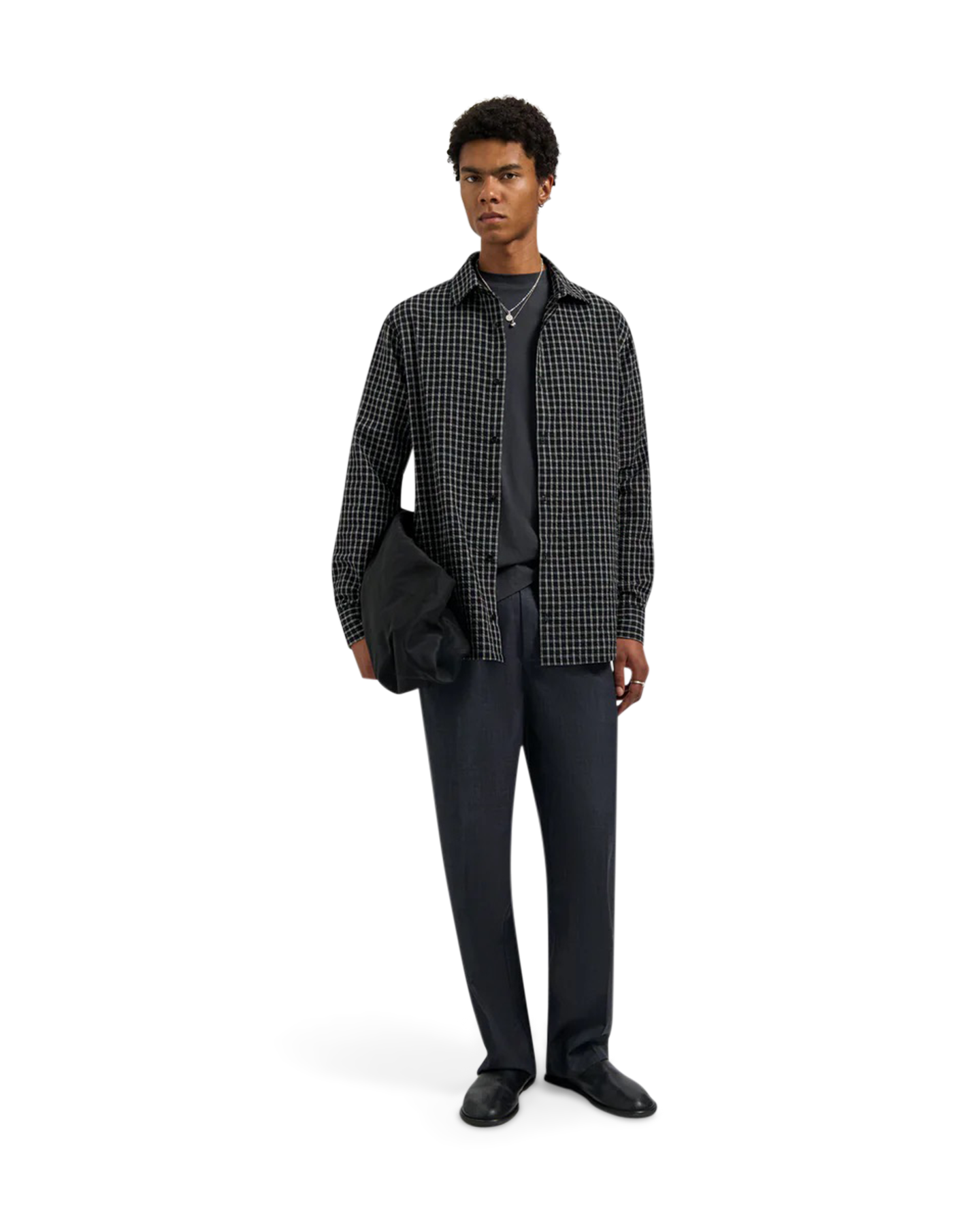 OLAF Checked Seersucker Ls Shirt ZWART 5