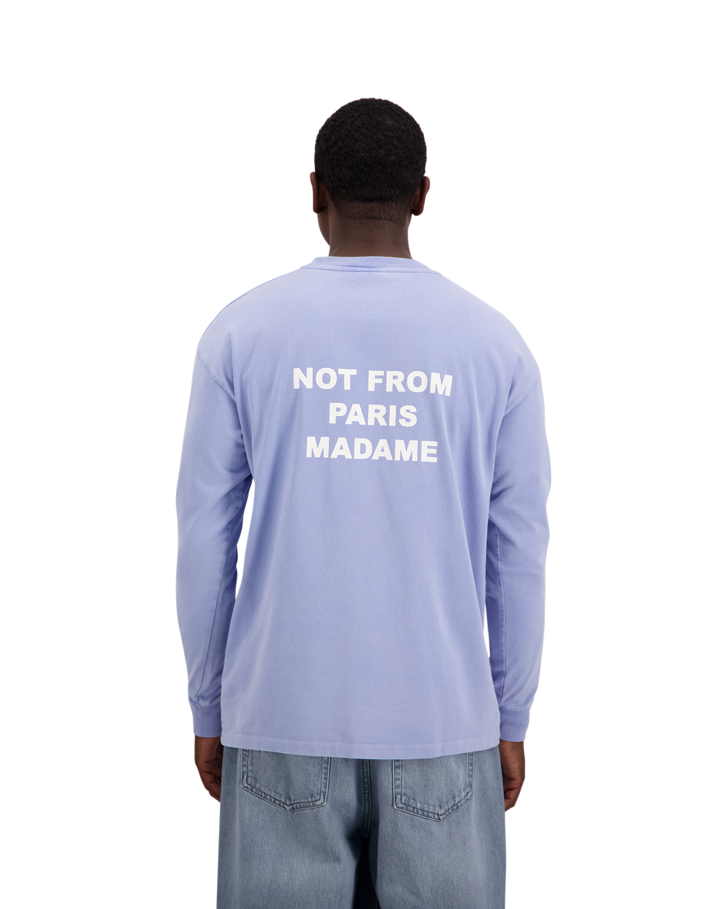 Drole de Monsieur Washed Long Sleeve Slogan T-shirt BLAUW 3