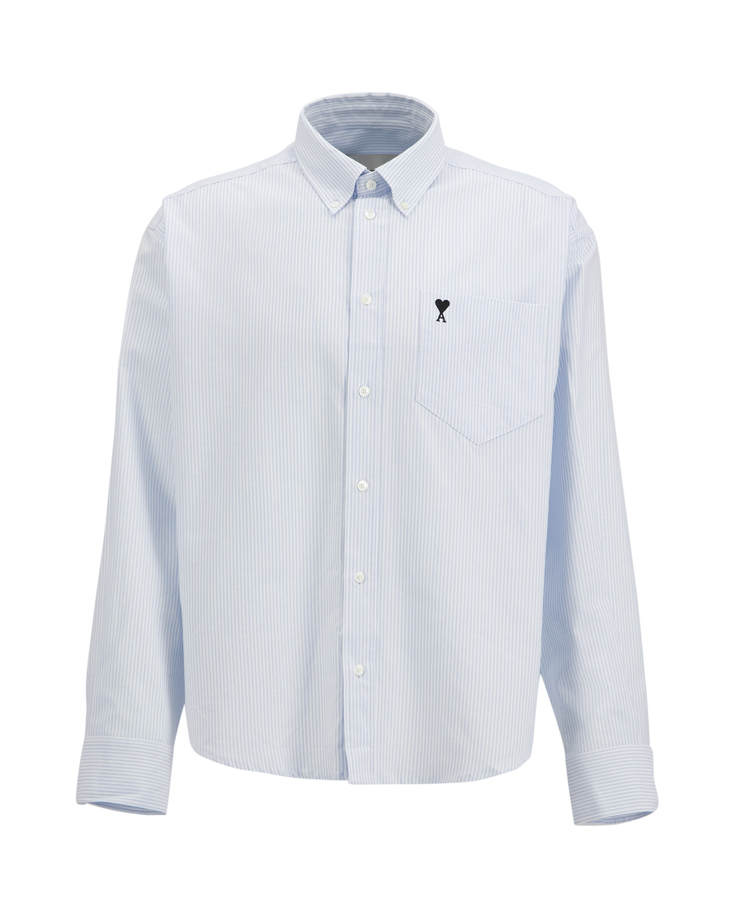 AMI Paris Boxy Fit Shirt Button Down Collar And Embroidered Ami De Coeur LICHTBLAUW 1
