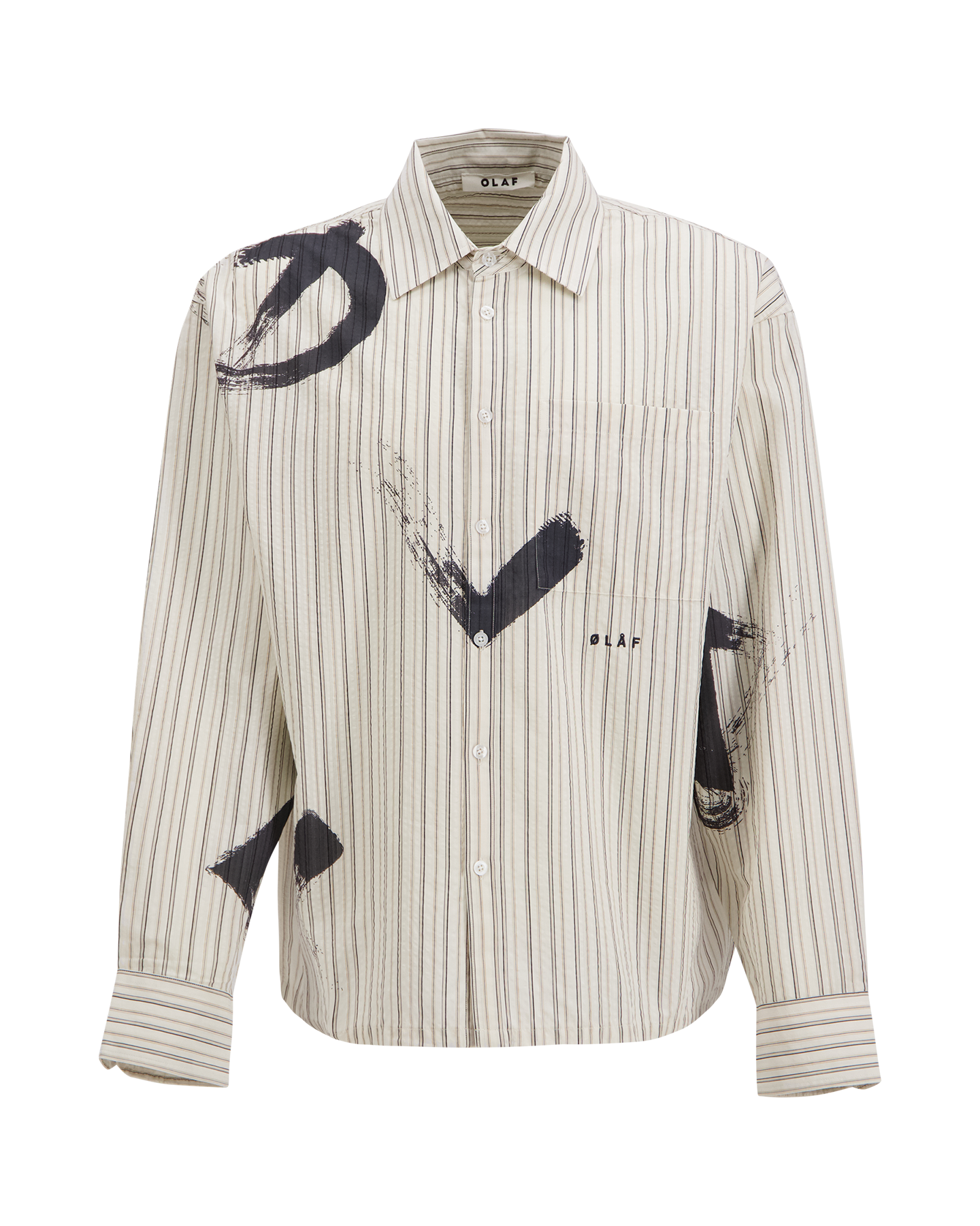 OLAF Brushstroke Logo Stripe Ls Shirt BEIGE 1